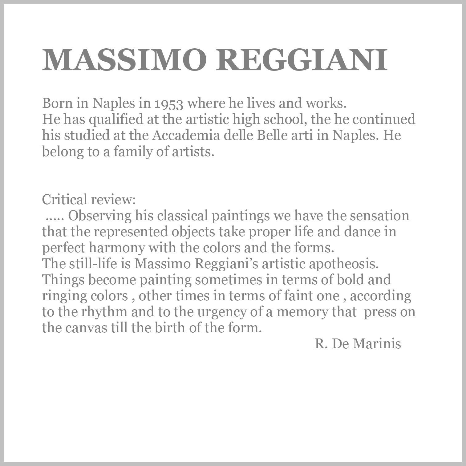 STILL LIFE- Massimo Reggiani - Italian school -  Oil on Canvas Italian Painting For Sale 6
