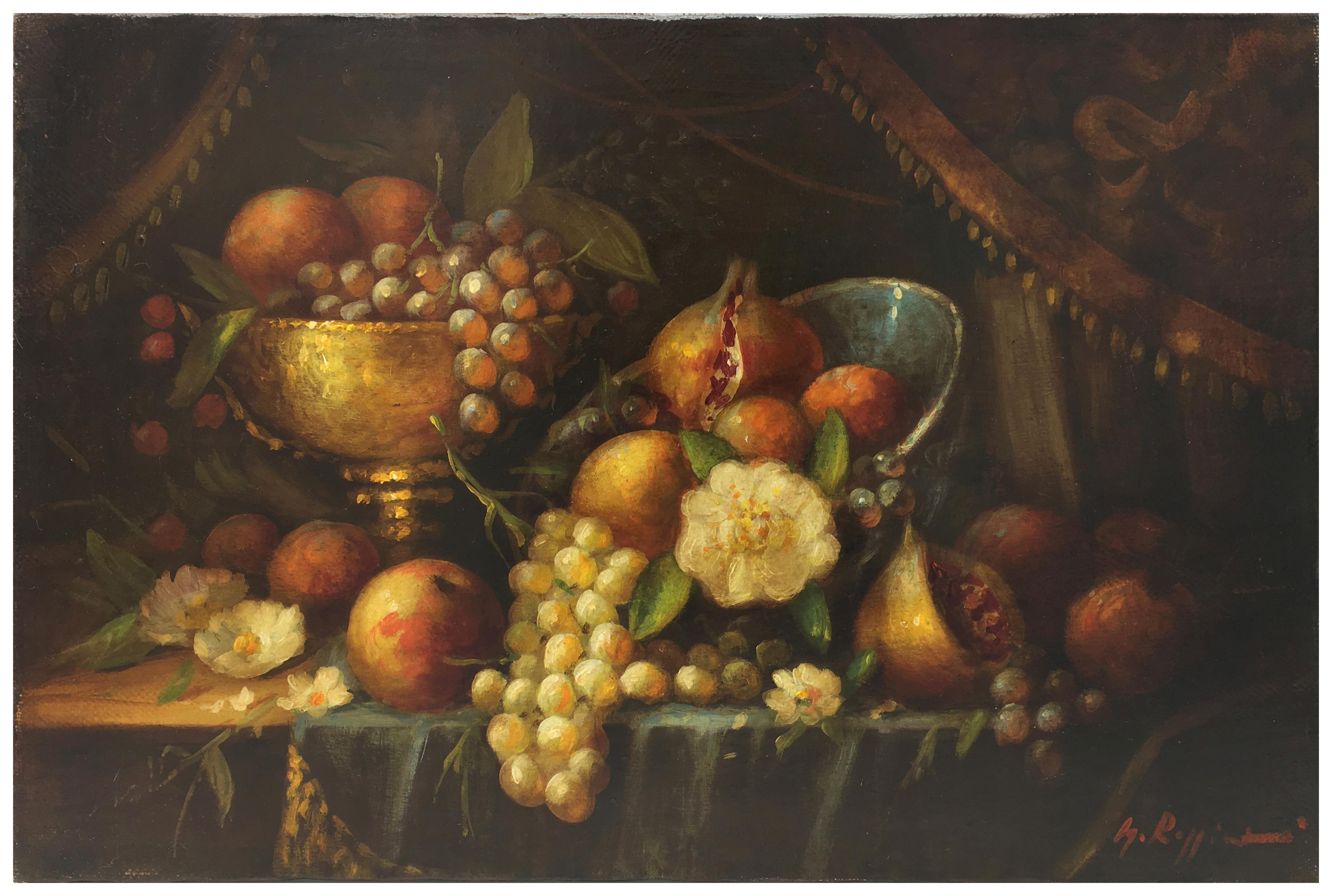 STILL LIFE - Massimo Reggiani - Italienisches Gemälde, Öl auf Leinwand im Angebot 1