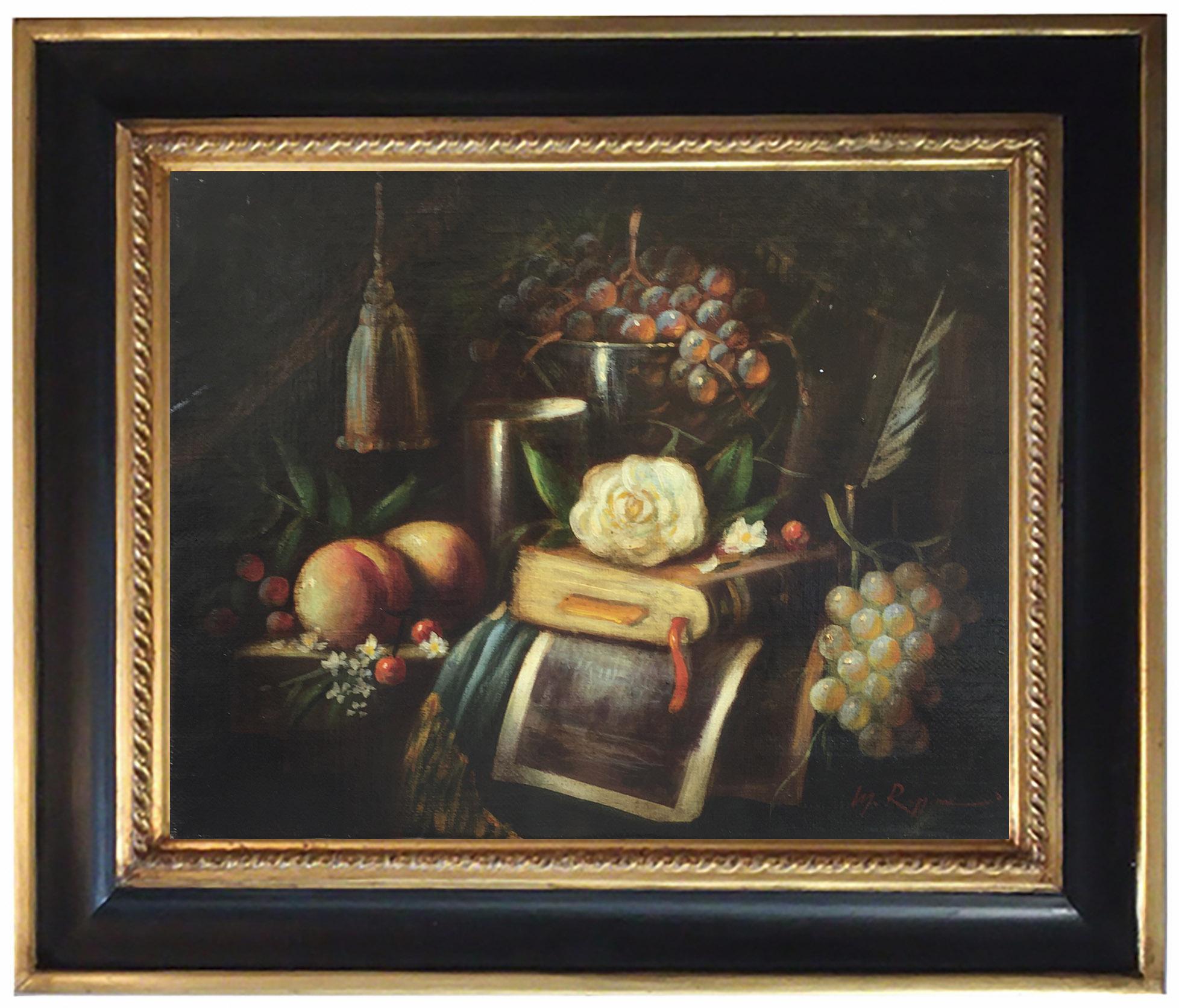 STILL LIFE - Oil on canvas cm. 40x50 by Massimo Reggiani, Italy 2005
Still life, a pictorial representation of foodstuffs, objects or inanimate objects, was one of the artistic genres that became completely independent in the seventeenth century.