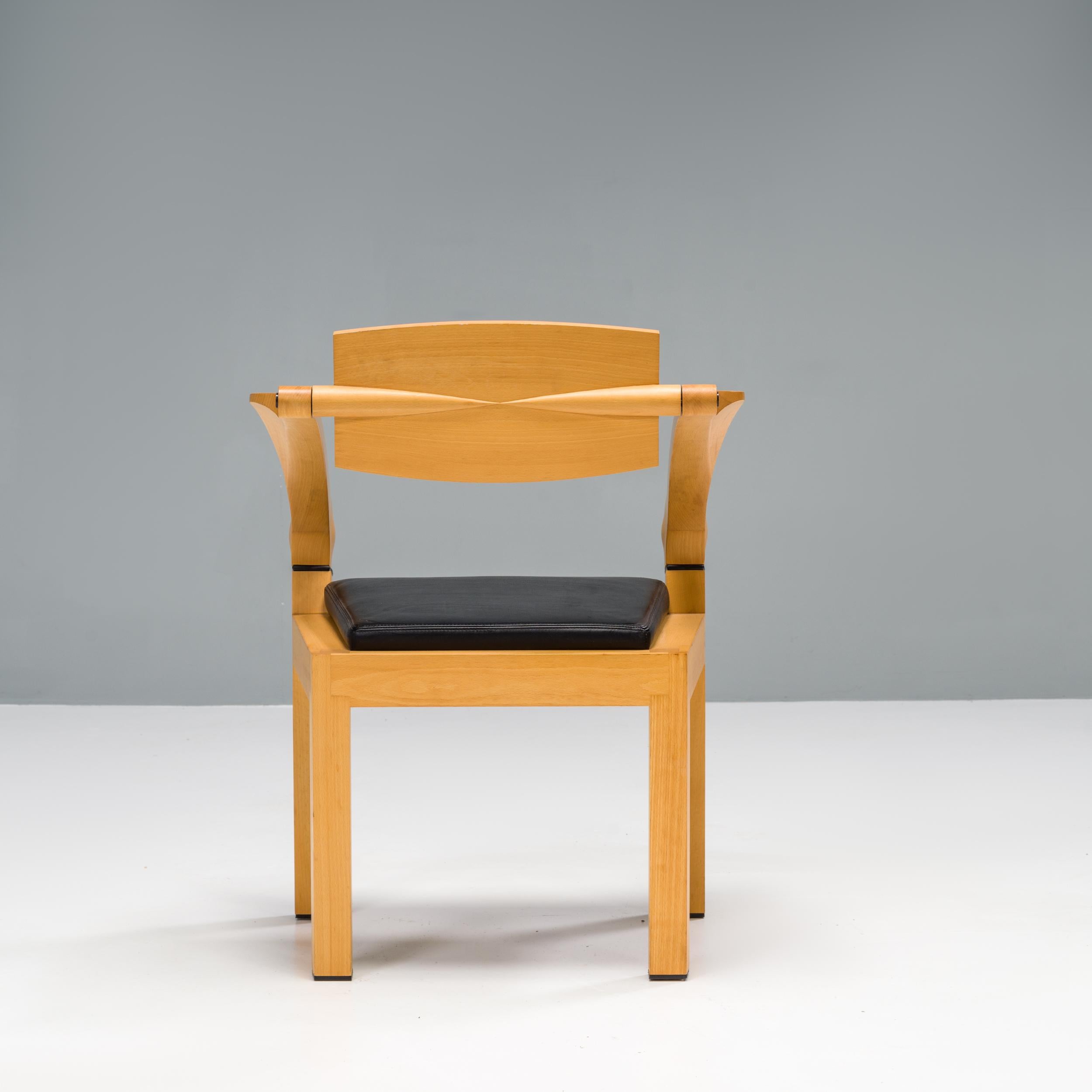 Italian Massimo Scolari for Giorgetti Beech and Ebony Spring Office Chair, 1990s For Sale
