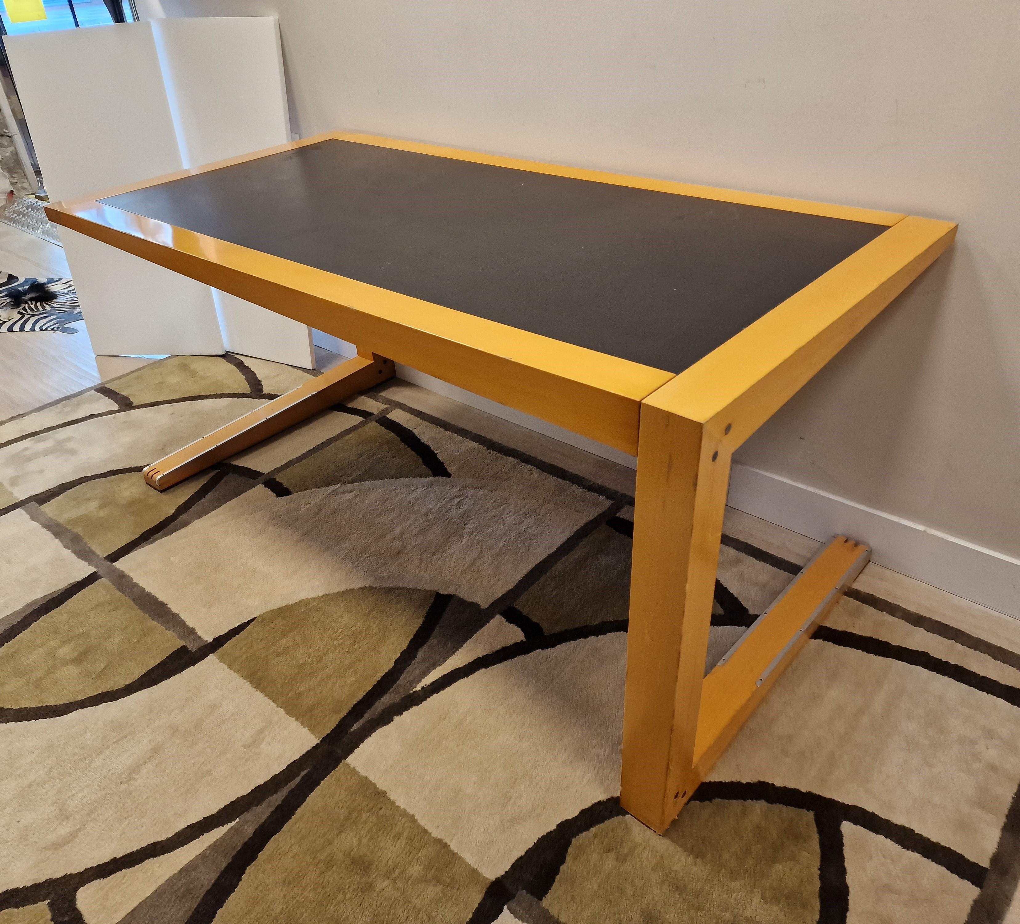 Hand-Crafted Massimo Scolari Italian Desk table for Giorgetti, black rubber wood For Sale