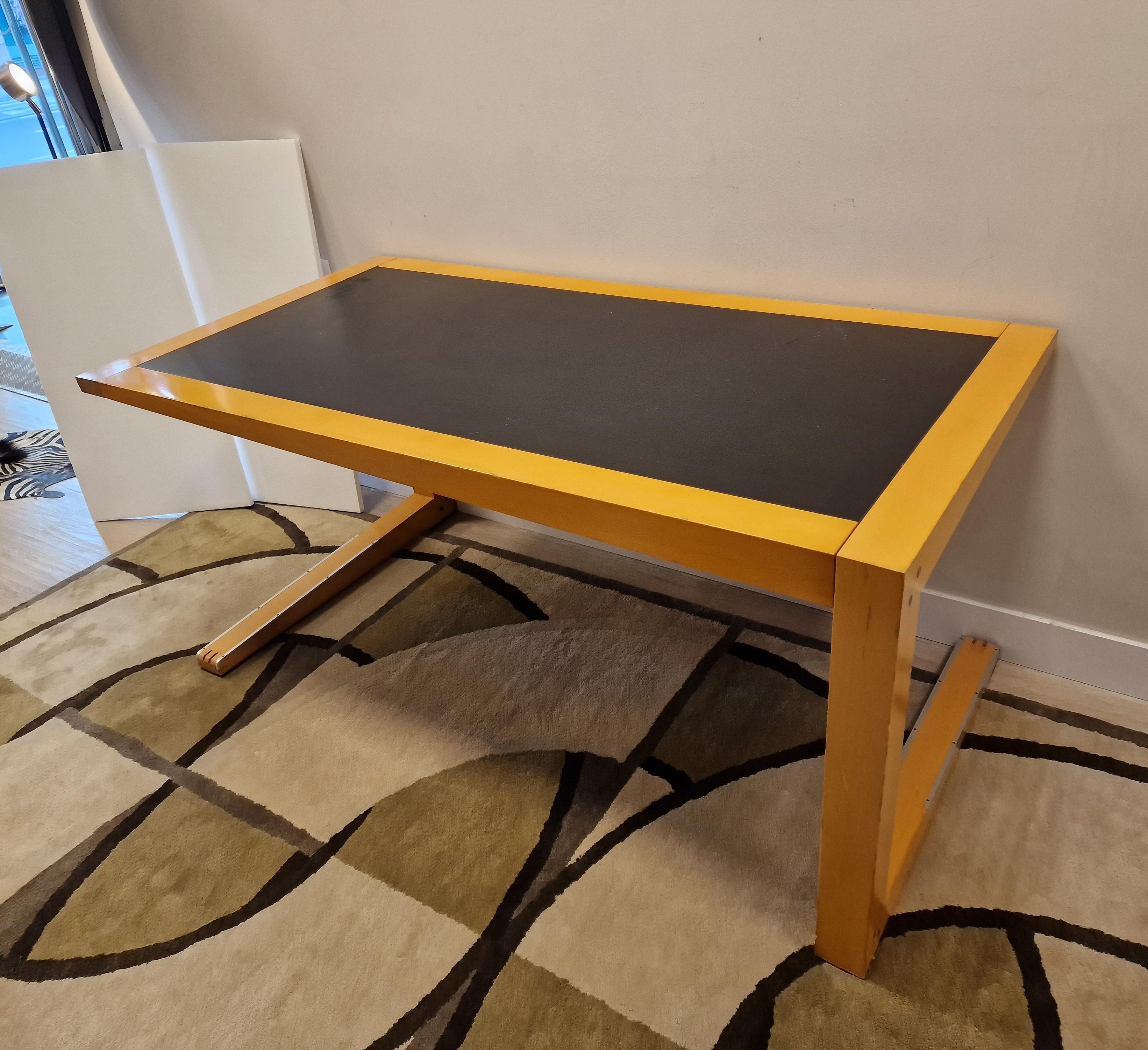 Contemporary Massimo Scolari Italian Desk table for Giorgetti, black rubber wood For Sale