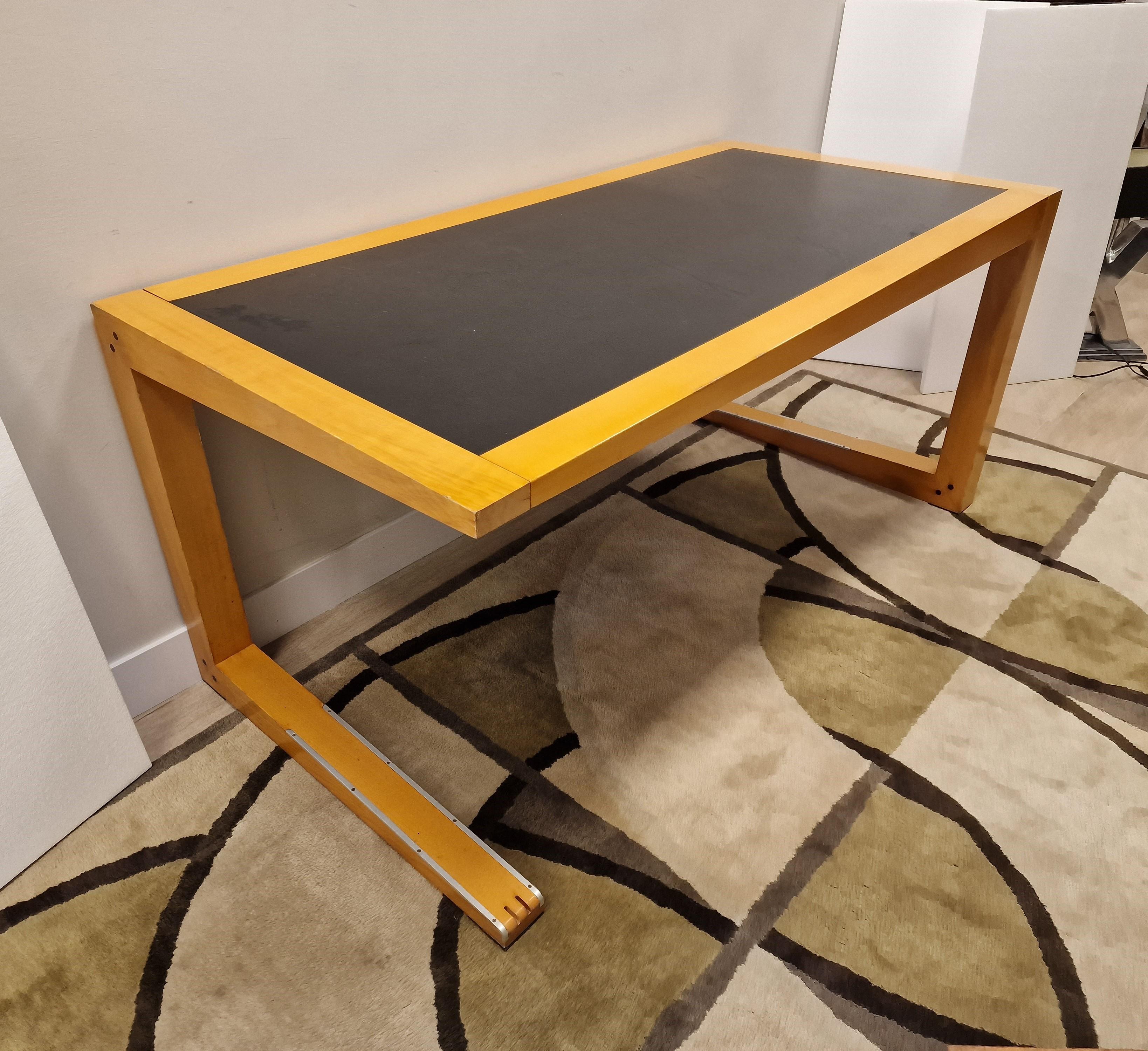 Rubber Massimo Scolari Italian Desk table for Giorgetti, black rubber wood For Sale