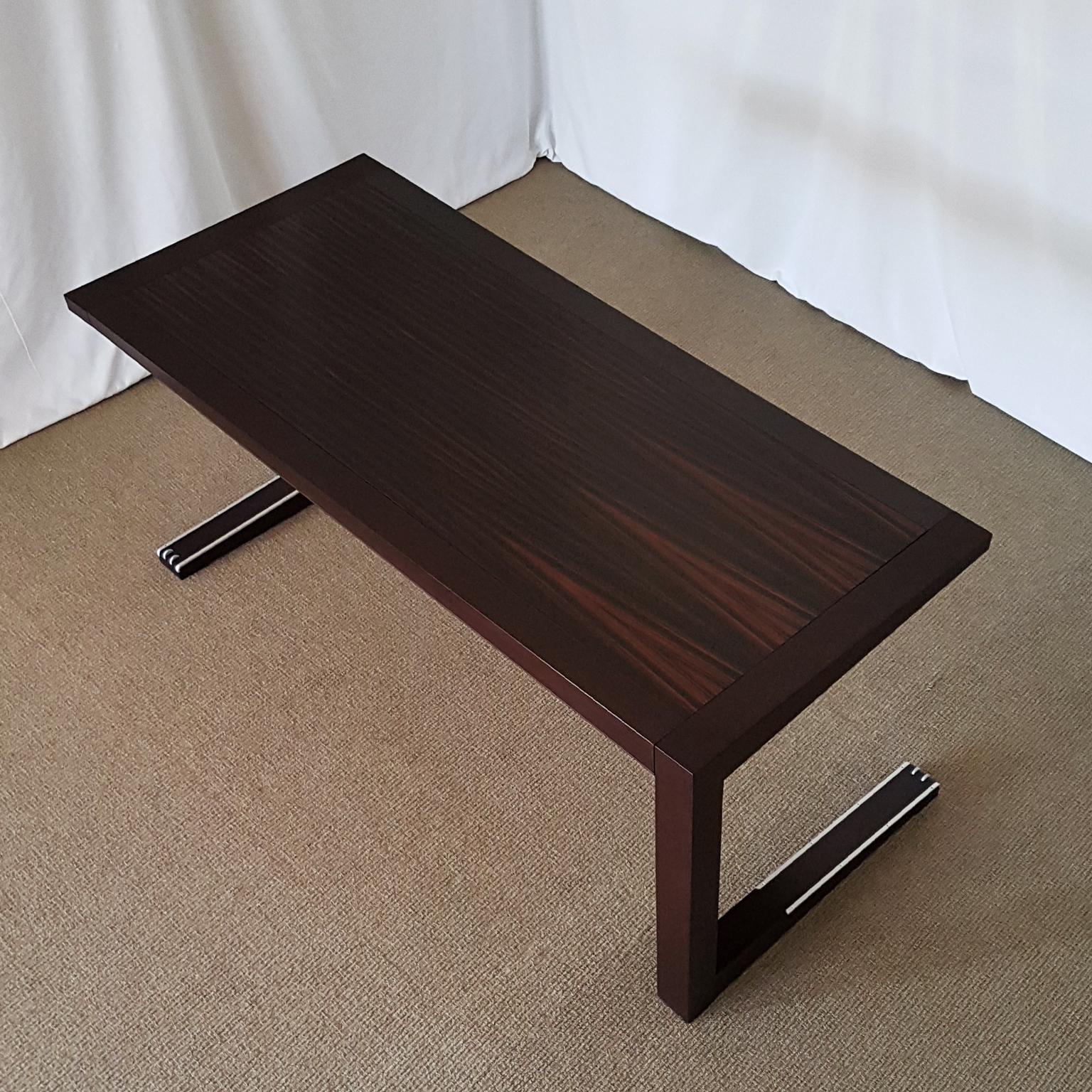 Massimo Scolari Italian Solid Dark Painted Beech Wood Desk with Ebony Top For Sale 4