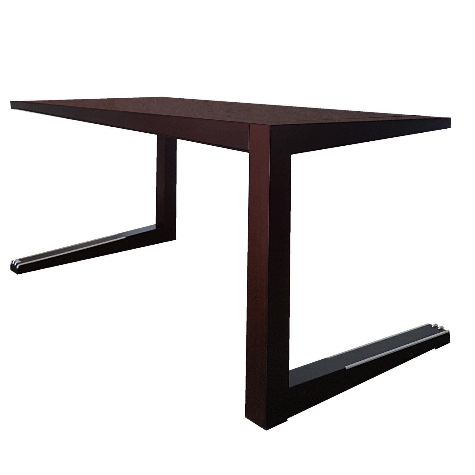 Contemporary Massimo Scolari Italian Solid Dark Painted Beech Wood Desk with Ebony Top For Sale