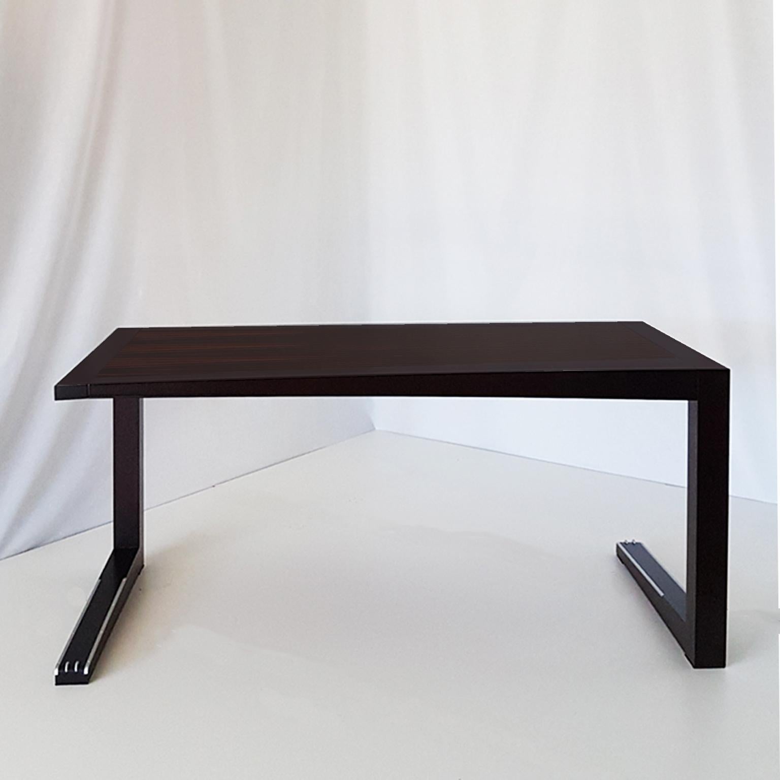 Massimo Scolari Italian Solid Dark Painted Beech Wood Desk with Ebony Top For Sale 1