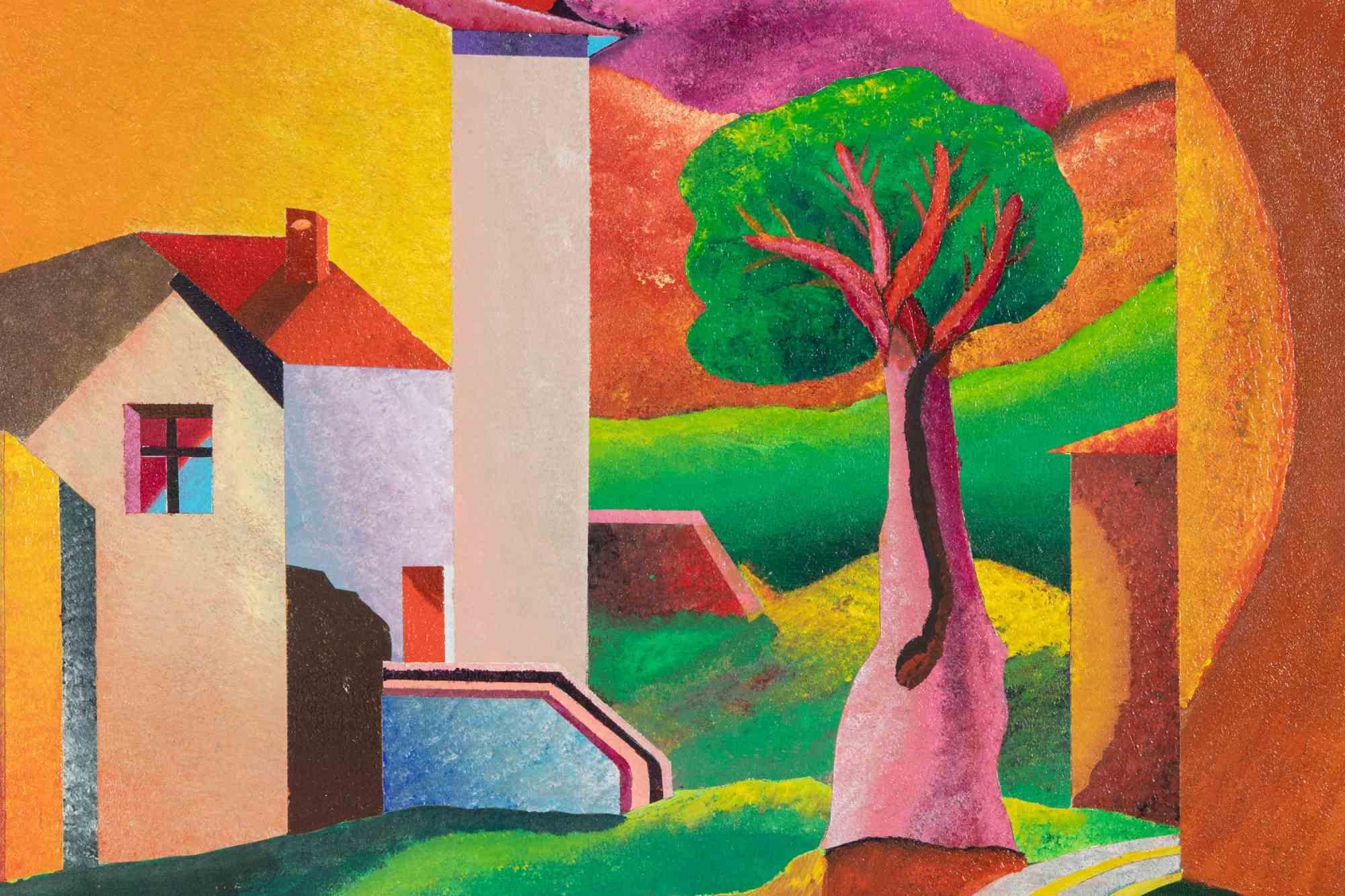Hütten - Gemälde von Massimo Sonnino - 2000 im Angebot 1