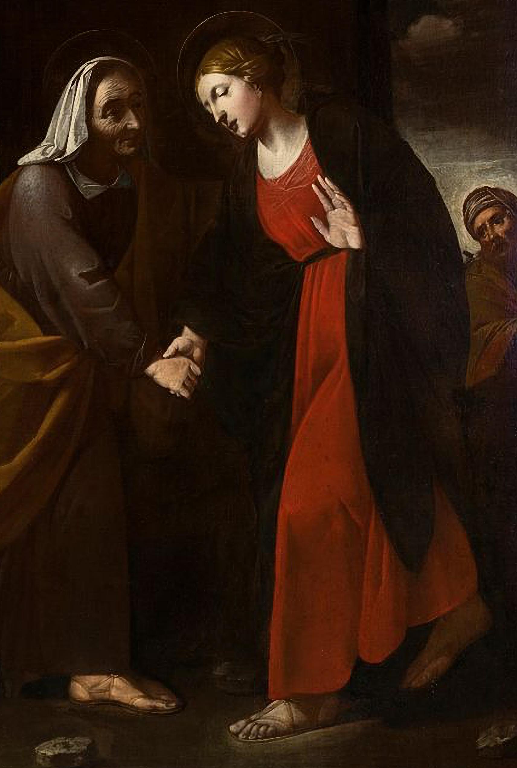 Massimo Stanzione (1585 - 1656) Kreis der Visitation Jungfrau Maria mit Expertise (Barock) im Angebot