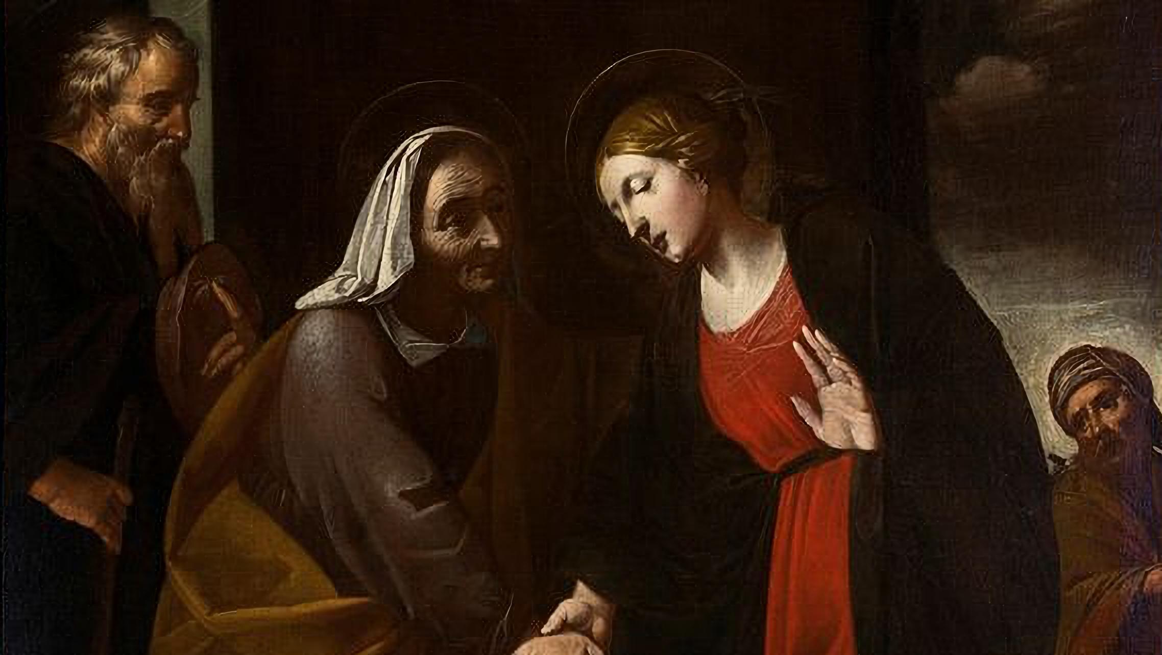 Massimo Stanzione (1585 - 1656) Kreis der Visitation Jungfrau Maria mit Expertise (Italienisch) im Angebot