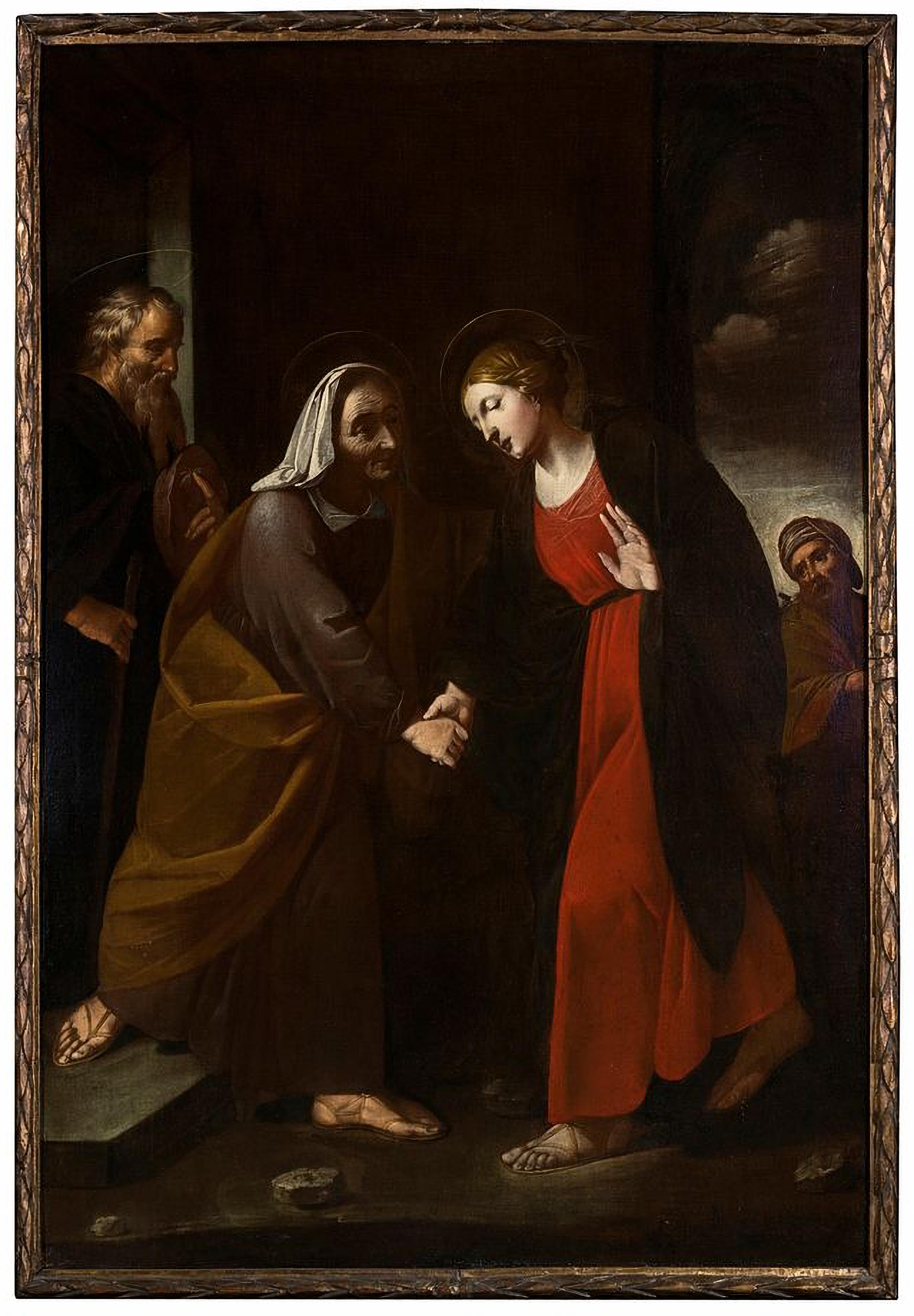 Massimo Stanzione (1585 - 1656) Kreis der Visitation Jungfrau Maria mit Expertise im Zustand „Gut“ im Angebot in Madrid, ES