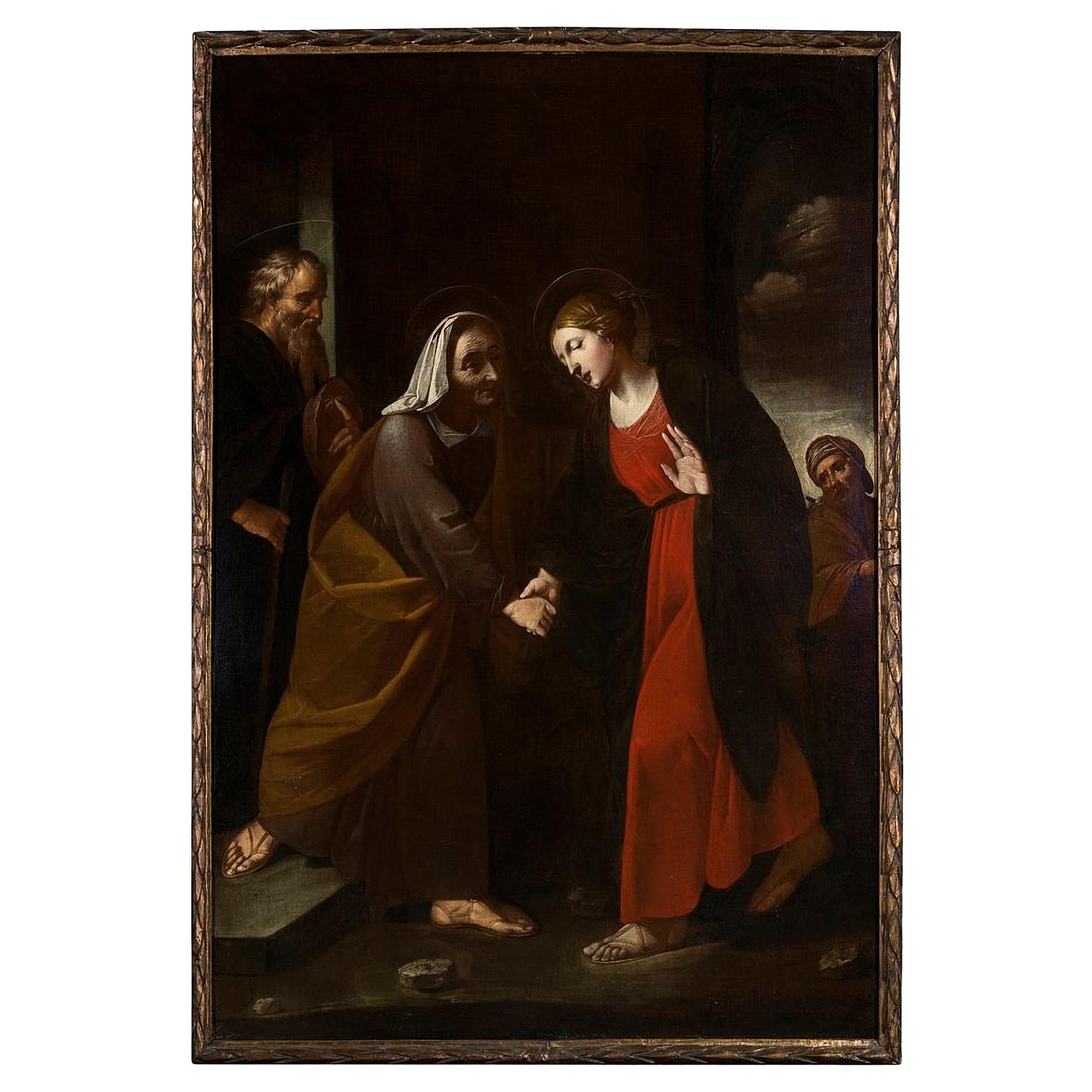 Massimo Stanzione (1585 - 1656) Círculo de la Visitación Virgen María con Pericia