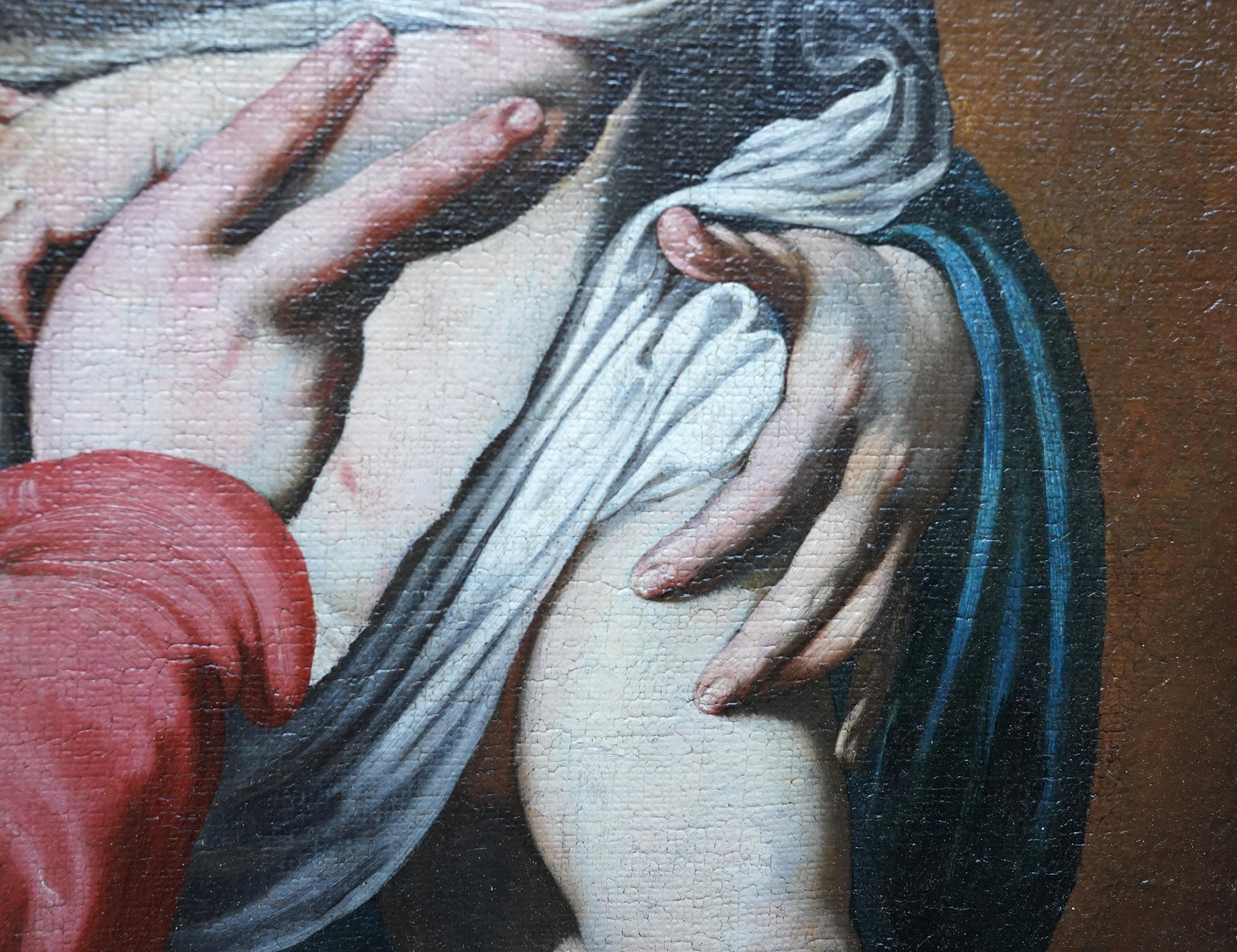 Madone et Child - peinture à l'huile religieuse italienne du 17e siècle, de style vieux maître en vente 5