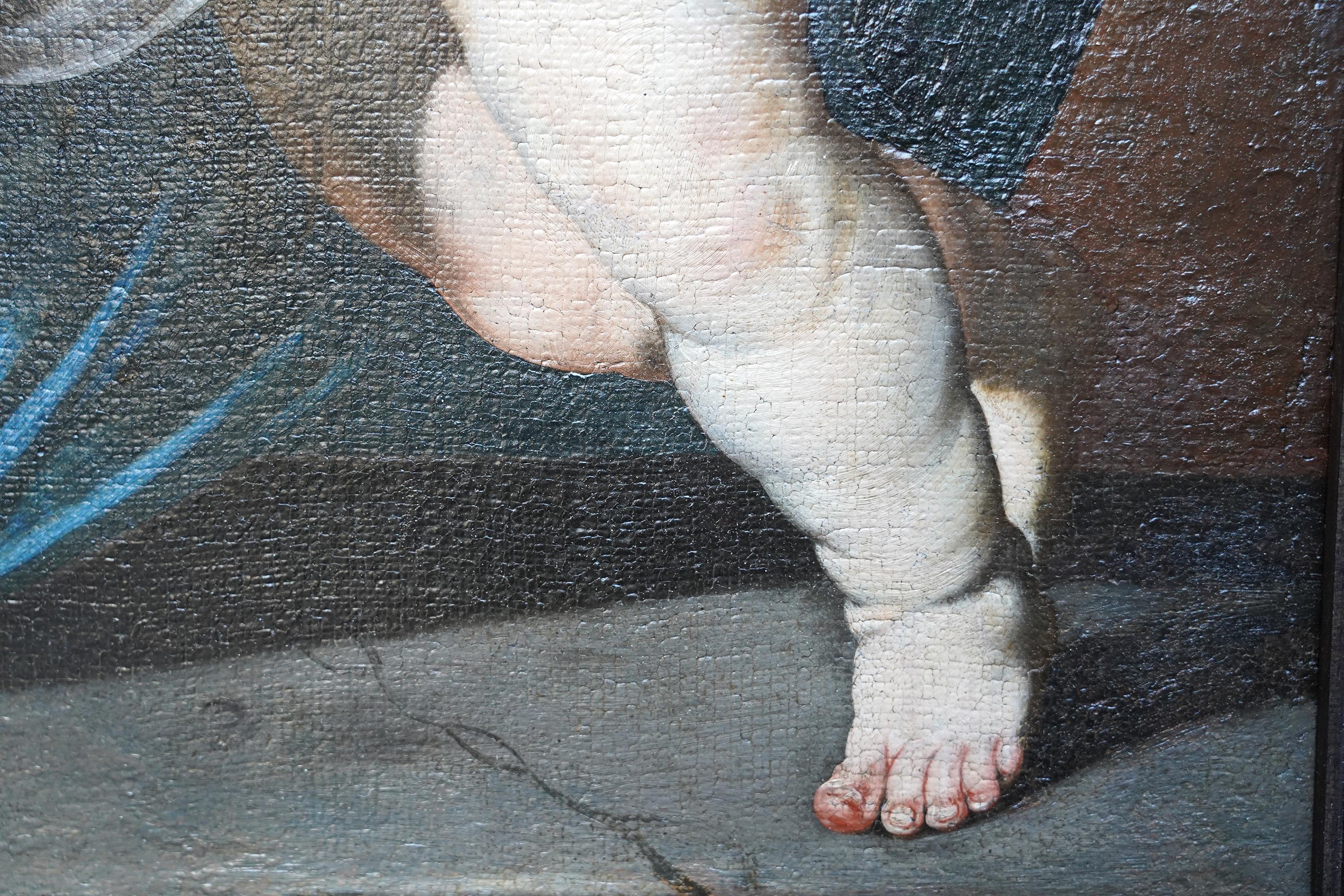 Madone et Child - peinture à l'huile religieuse italienne du 17e siècle, de style vieux maître en vente 7