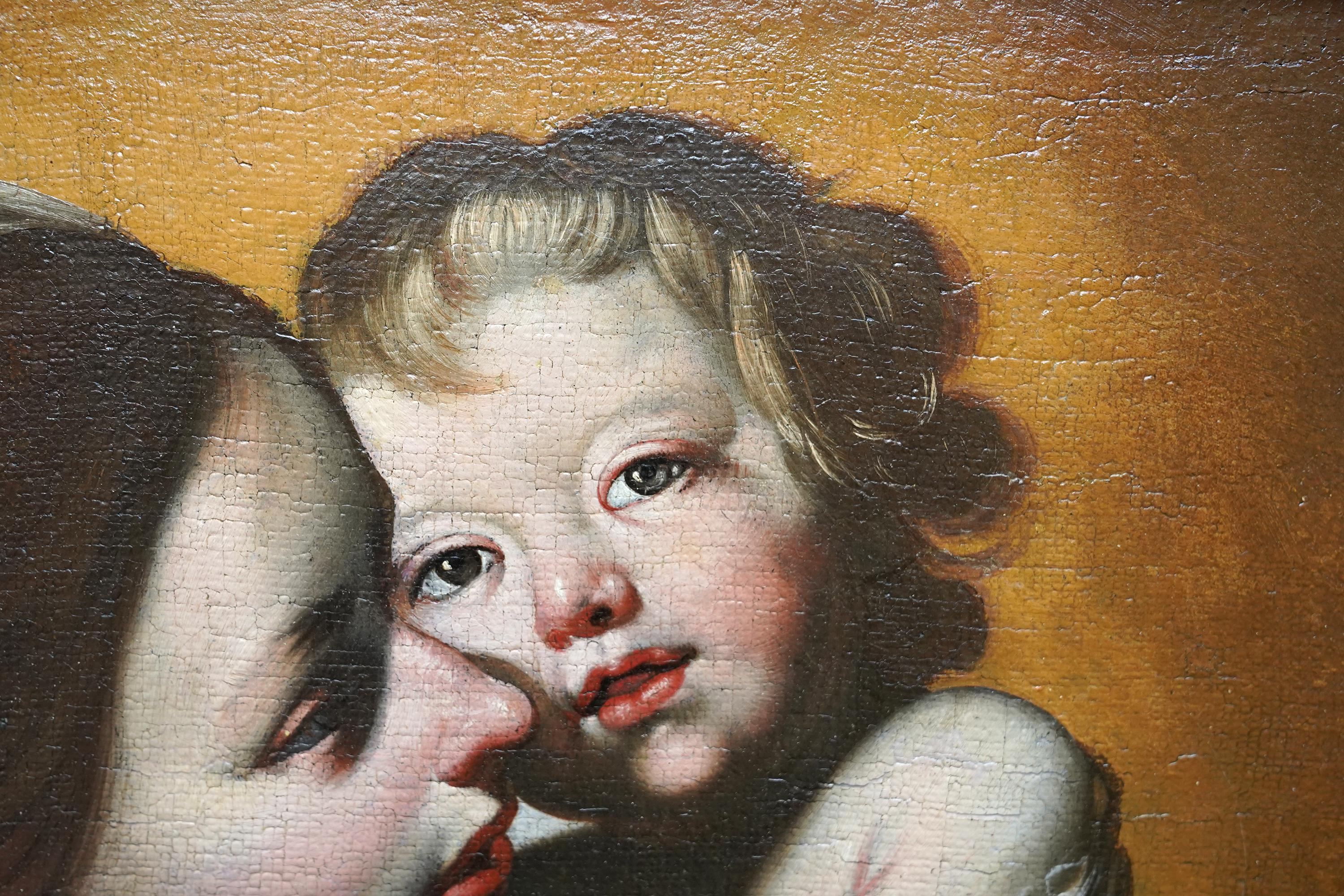 Madone et Child - peinture à l'huile religieuse italienne du 17e siècle, de style vieux maître en vente 1