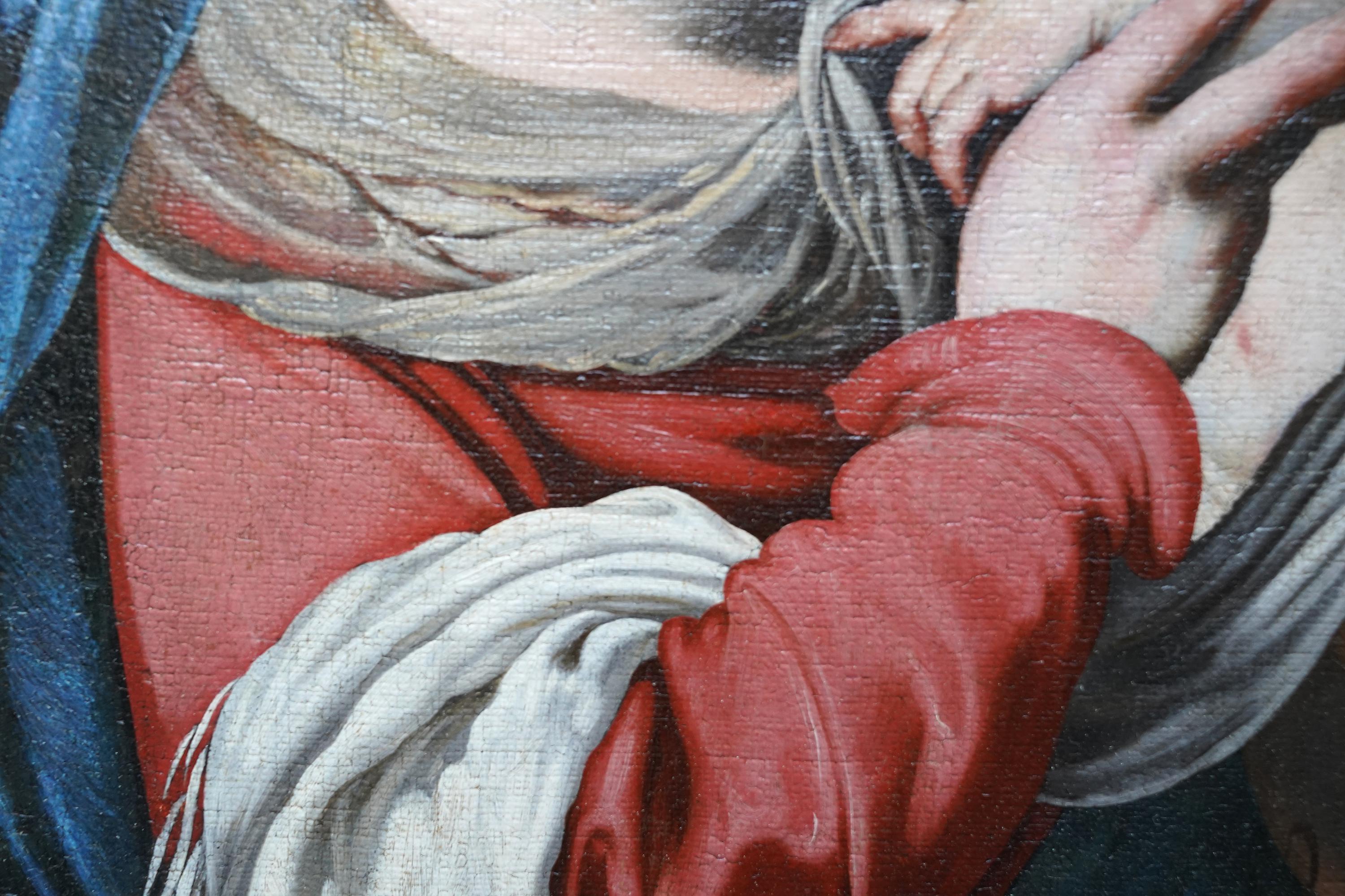 Madone et Child - peinture à l'huile religieuse italienne du 17e siècle, de style vieux maître en vente 4