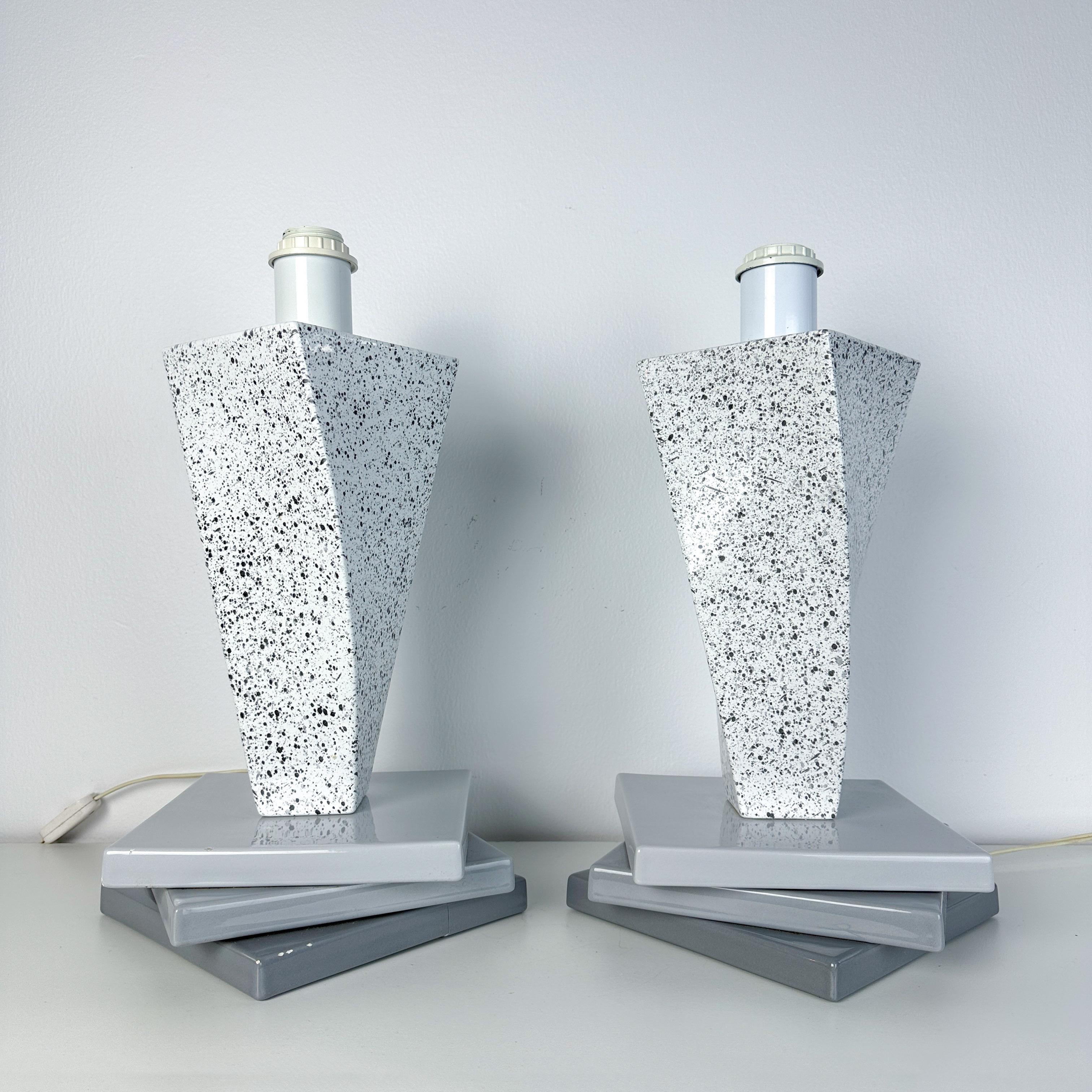 Post-Modern Massimo Vallotto for Viba Postmodern Italian Ceramic Lamp Pair For Sale