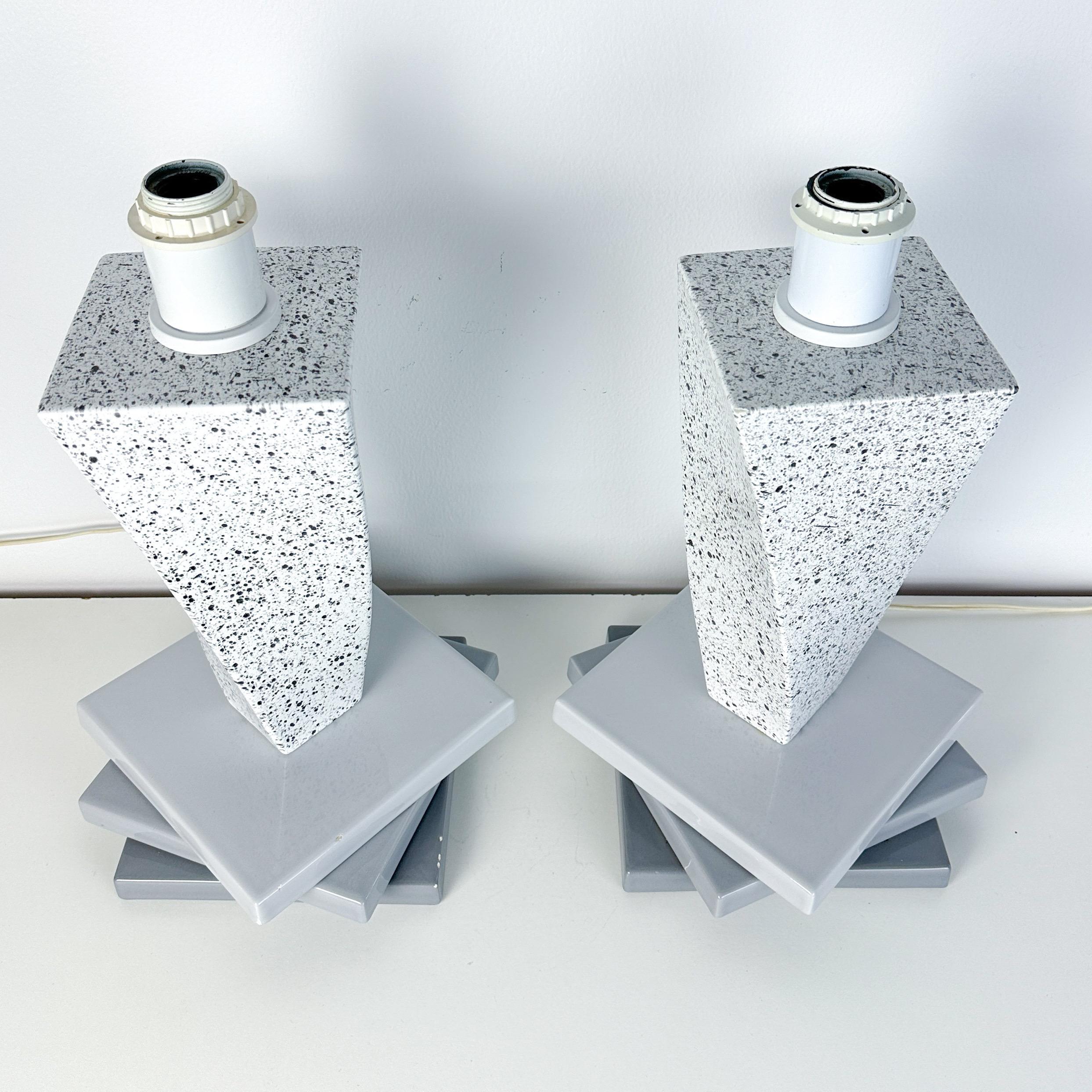 20th Century Massimo Vallotto for Viba Postmodern Italian Ceramic Lamp Pair For Sale