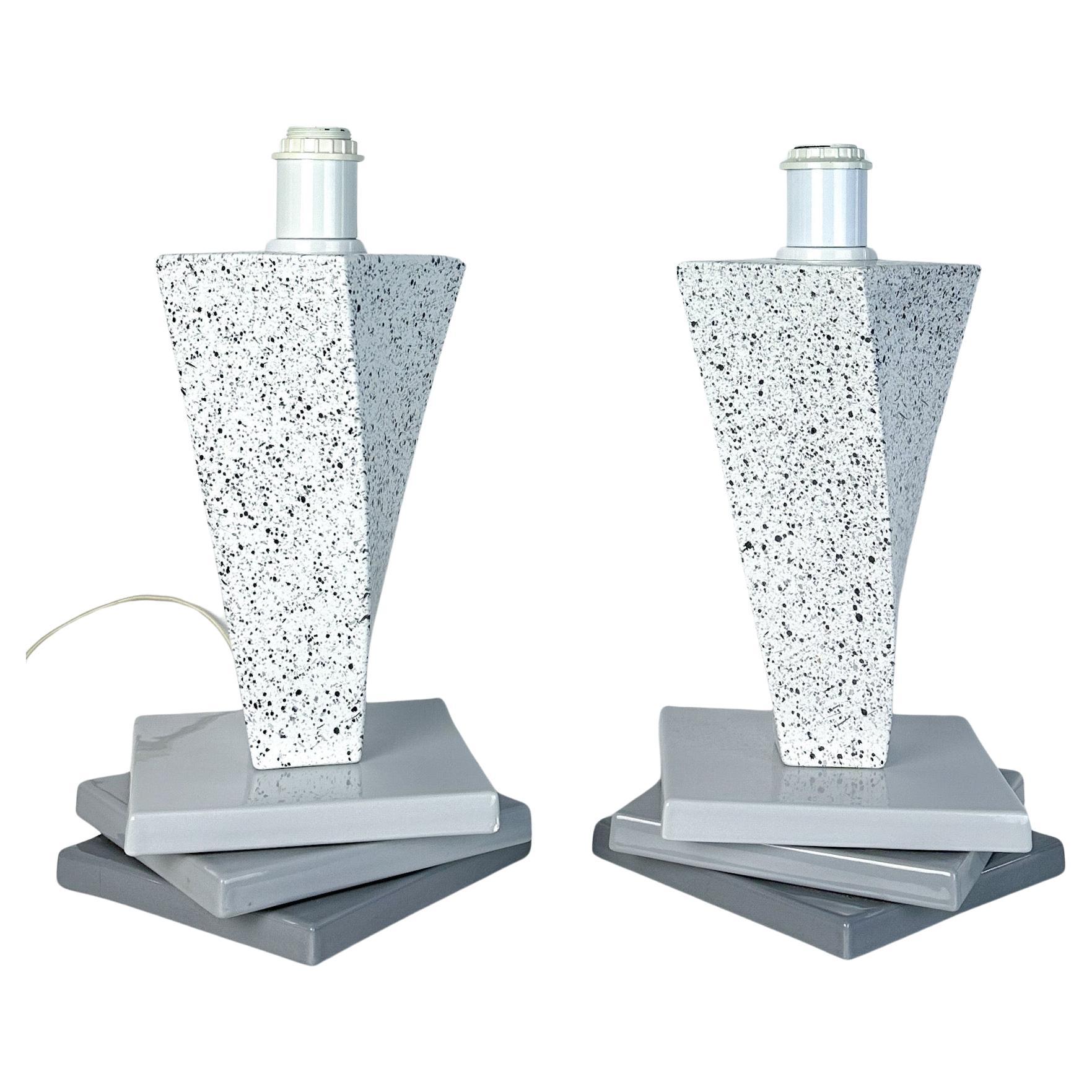 Massimo Vallotto for Viba Postmodern Italian Ceramic Lamp Pair