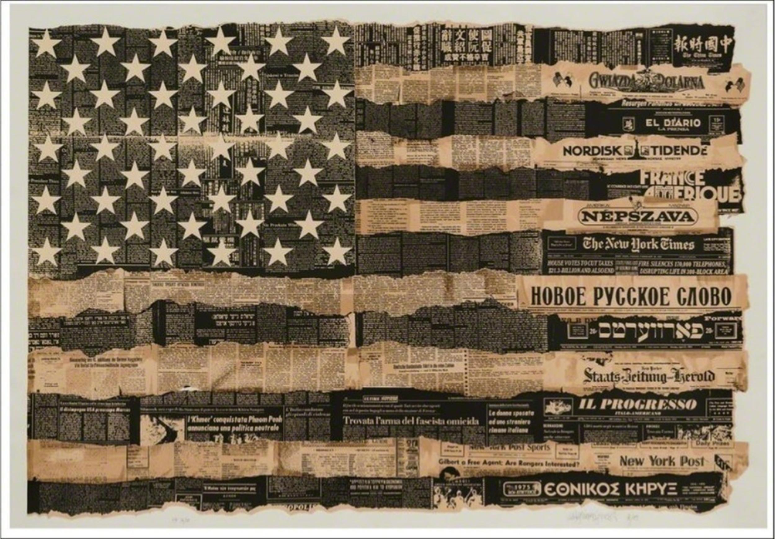 Massimo Vignelli  Figurative Print - Melting Pot Flag, Pop Art Silkscreen by Massimo Vignelli