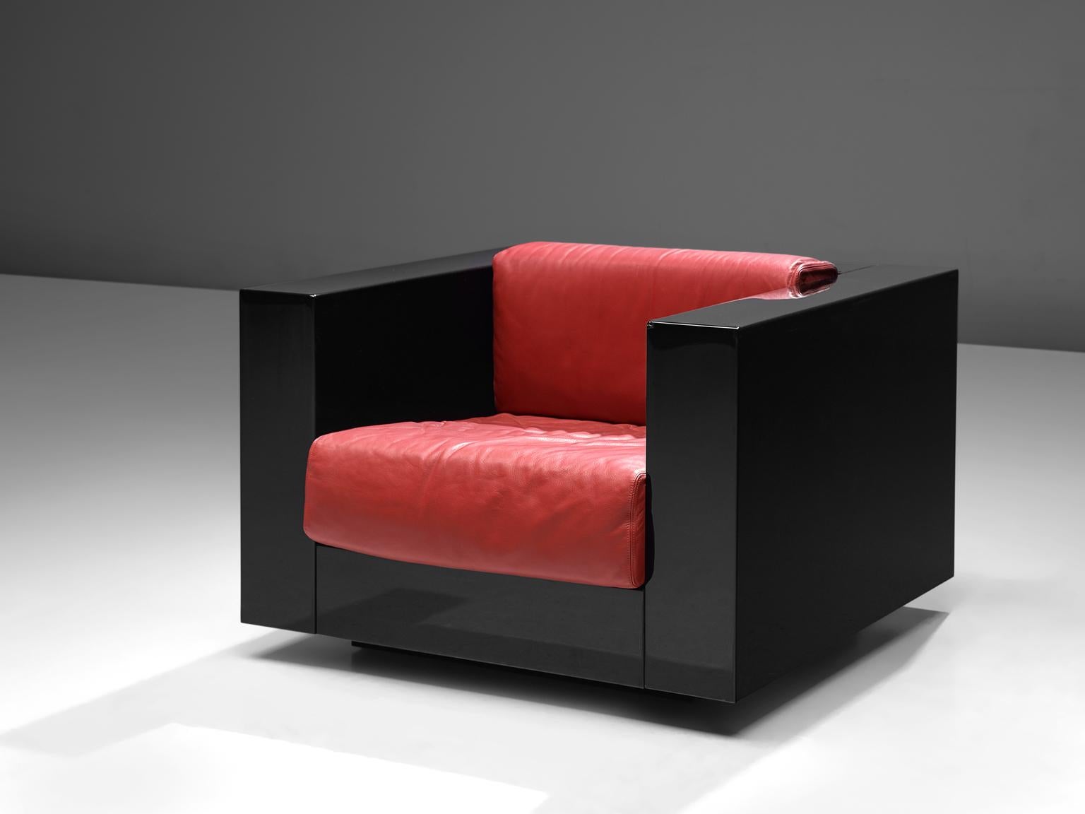 Massimo Vignelli Black and Red 'Saratoga' Living Room Set In Good Condition In Waalwijk, NL