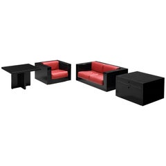 Massimo Vignelli Black and Red 'Saratoga' Living Room Set