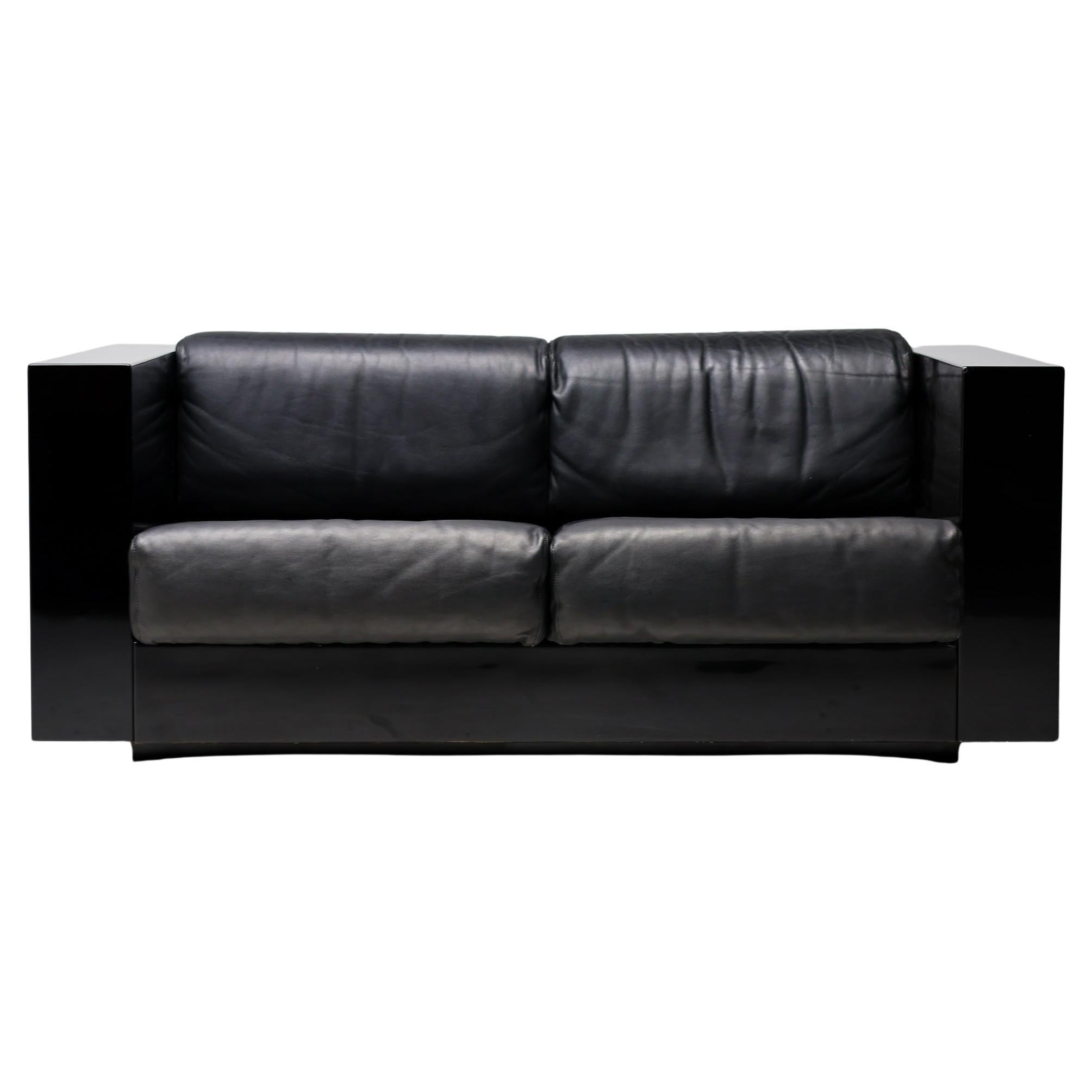 Massimo Vignelli Black-on-Black Saratoga Sofa, Poltronova, Italy, 1964 For Sale