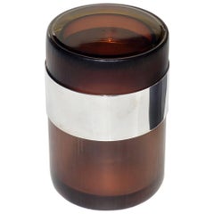 Massimo Vignelli by Venini 1960s Murano Glass Silver Metal Christofle Box