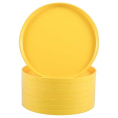 Massimo Vignelli per Heller Italien, set di 8 piatti da portata in melamina gialla