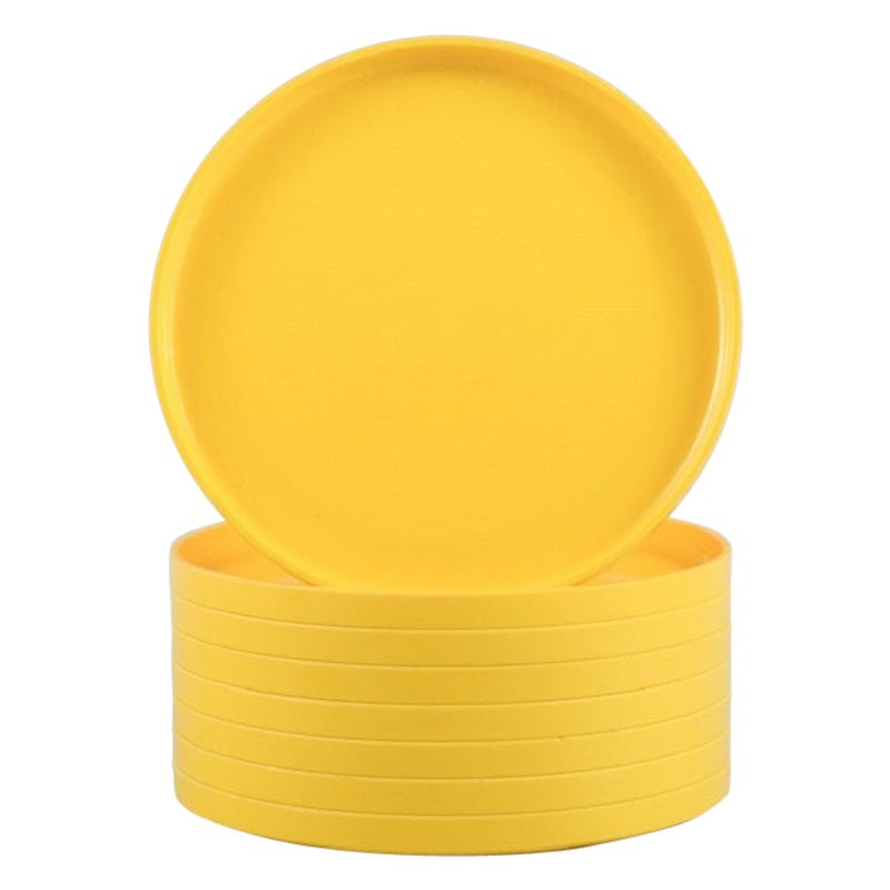 Massimo Vignelli für Heller, Italien, 8er-Set Teller aus gelbem Melamin