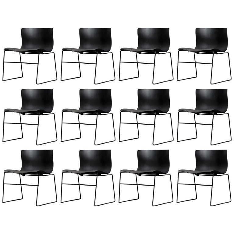 Massimo Vignelli for Knoll Intl 'Handkerchief' Chairs, Signed, Set of Twelve For Sale