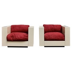 Massimo Vignelli for Poltronova Pair of "Saratoga" Cube Armchairs, Italy 1960s