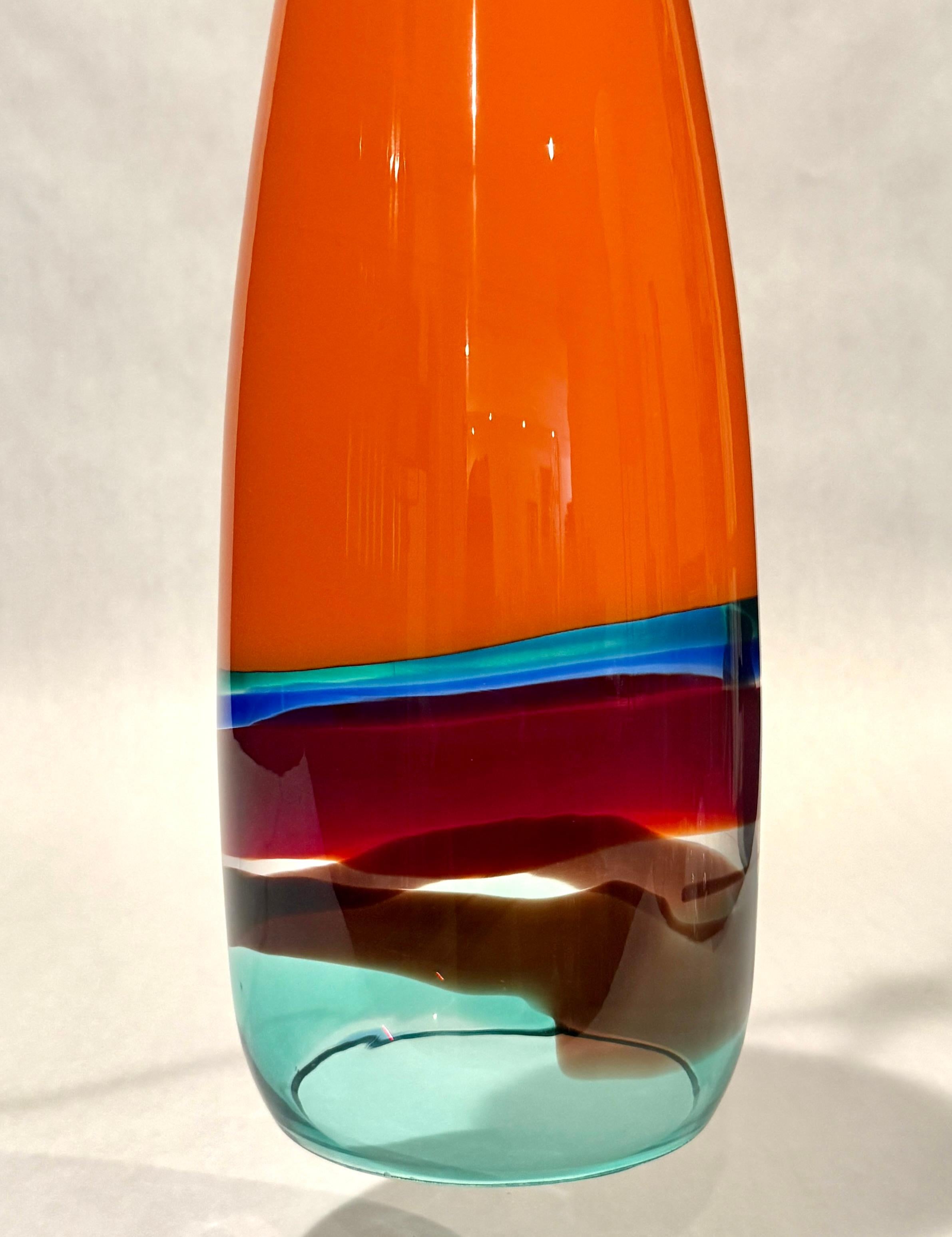Mid-Century Modern Massimo Vignelli pour Venini Lampe suspendue en verre multicolore en vente