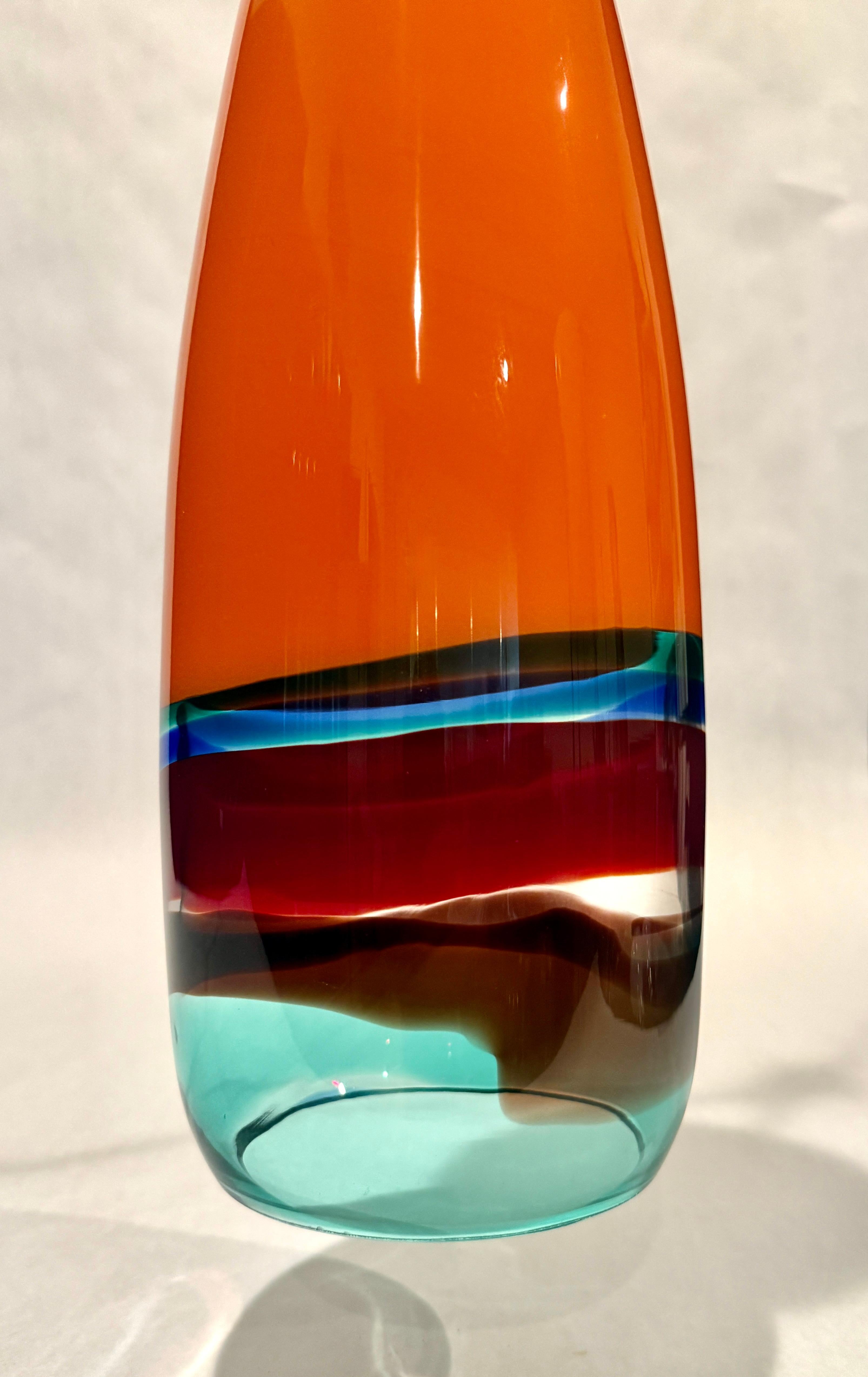 italien Massimo Vignelli pour Venini Lampe suspendue en verre multicolore en vente