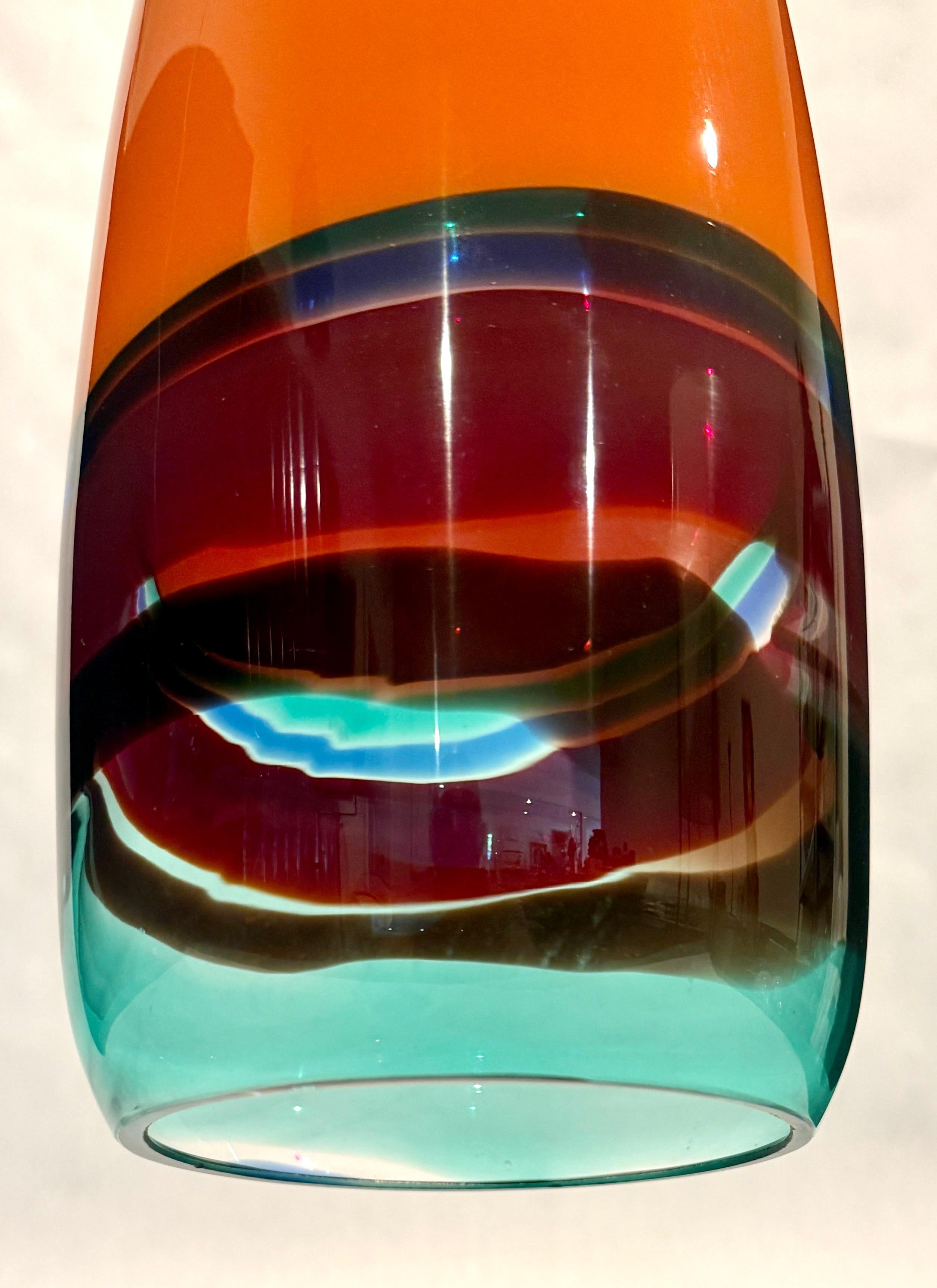 Massimo Vignelli pour Venini Lampe suspendue en verre multicolore Bon état - En vente à Norwood, NJ