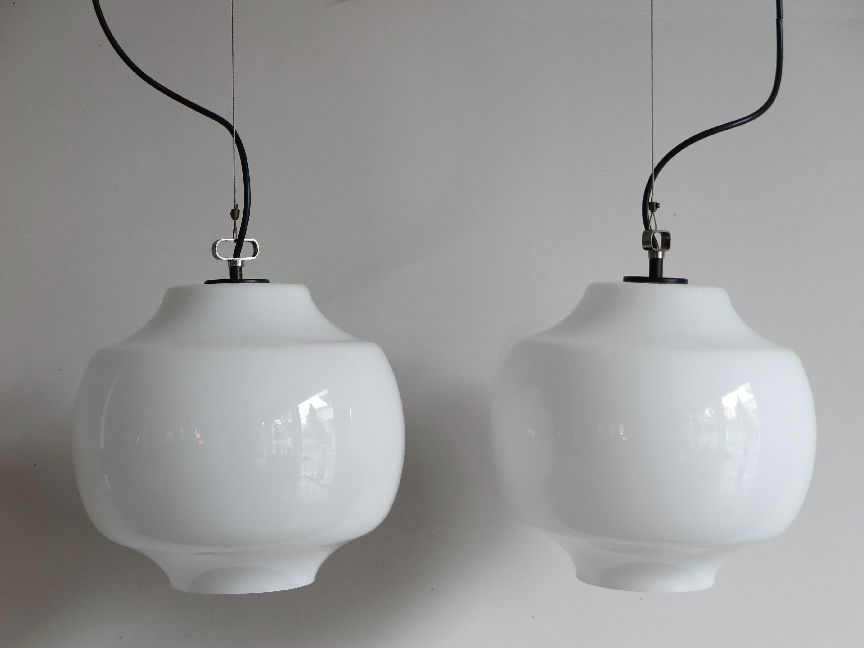 Mid-17th Century Massimo Vignelli for Venini Murano Italian Pendant Lamps, 1960s