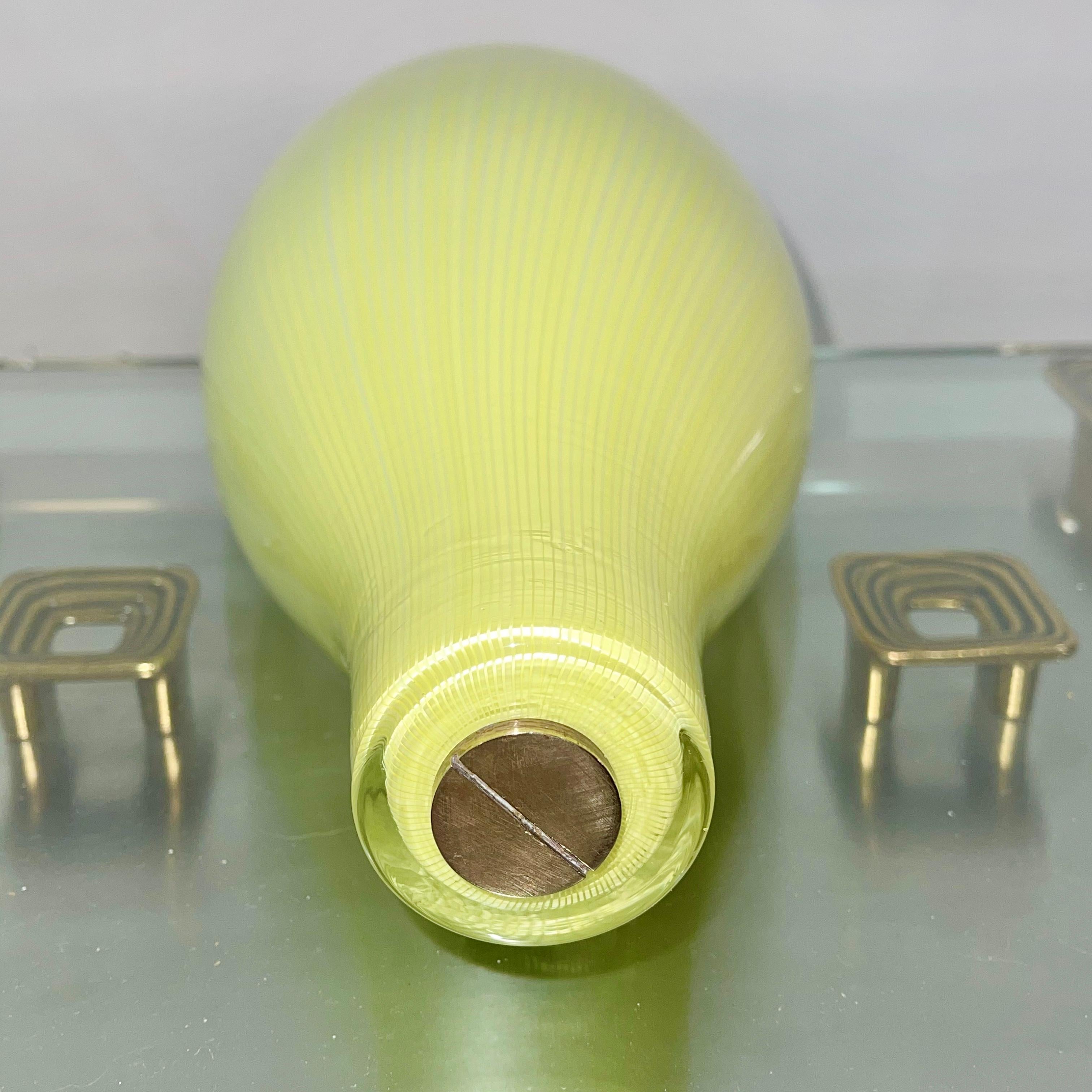 Brass Massimo Vignelli for Venini Yellow Onion Glass Uplighter Wall Sconce For Sale