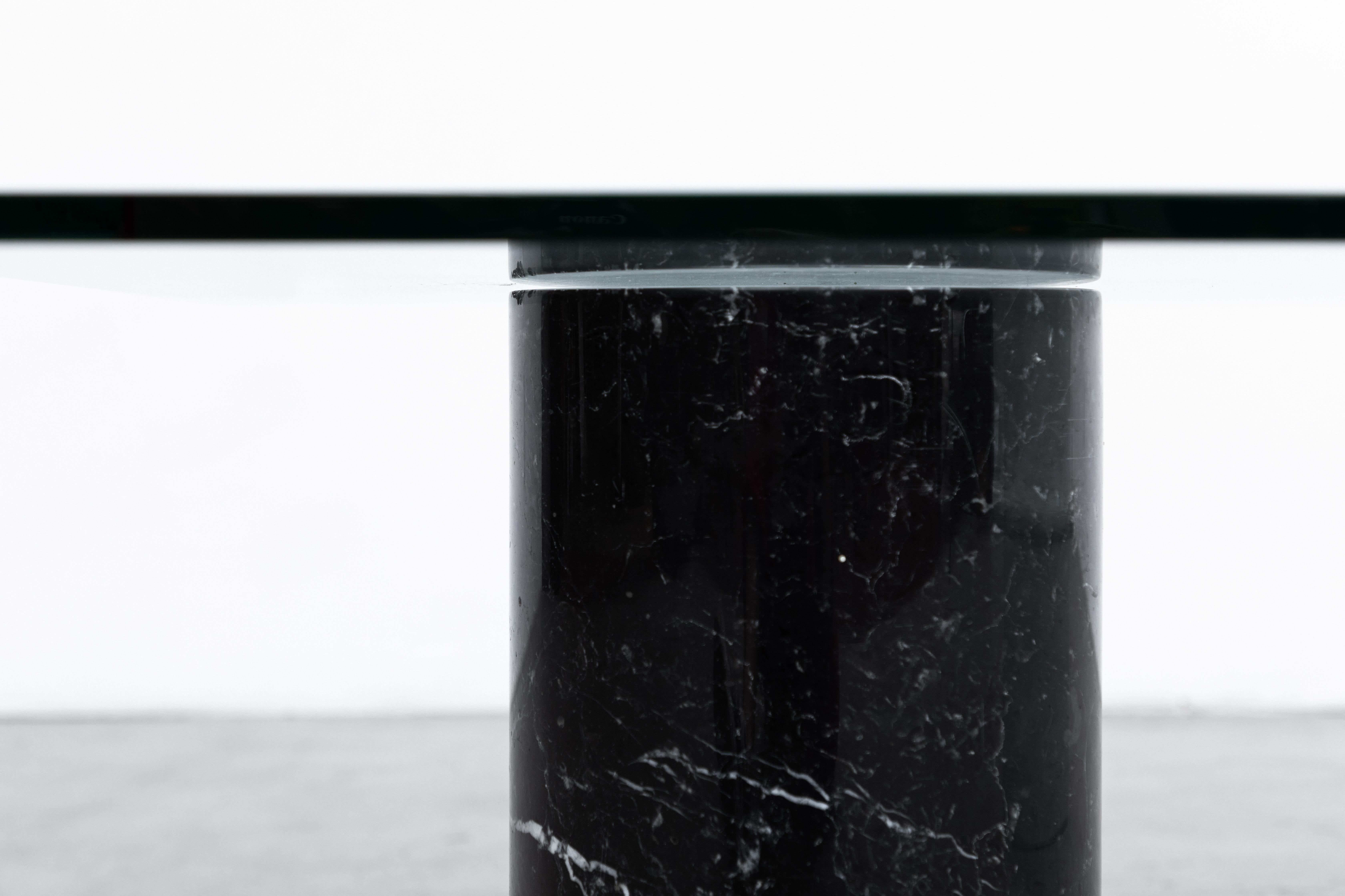 Massimo Vignelli Inspired Glass and Marble Coffee Table In Good Condition In Los Angeles, CA