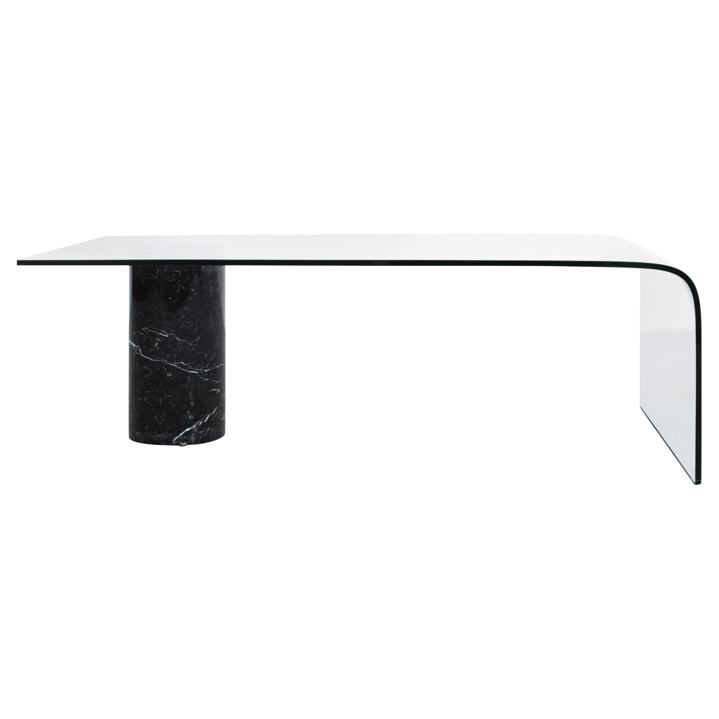 Massimo Vignelli Inspired Glass and Marble Coffee Table