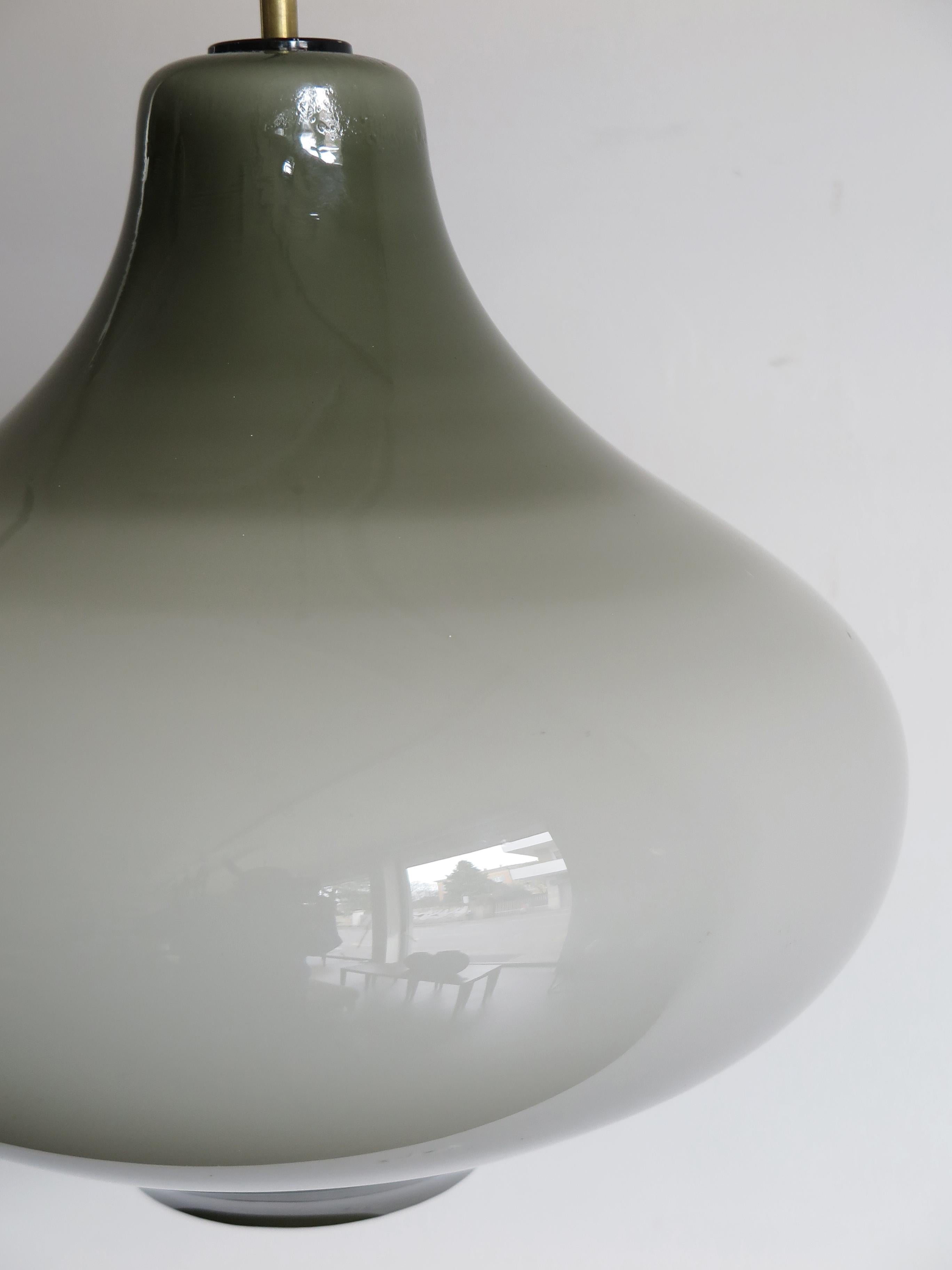 Mid-20th Century Massimo Vignelli Italian Midcentury Glass Pendant Lamp for Venini Murano, 1950s