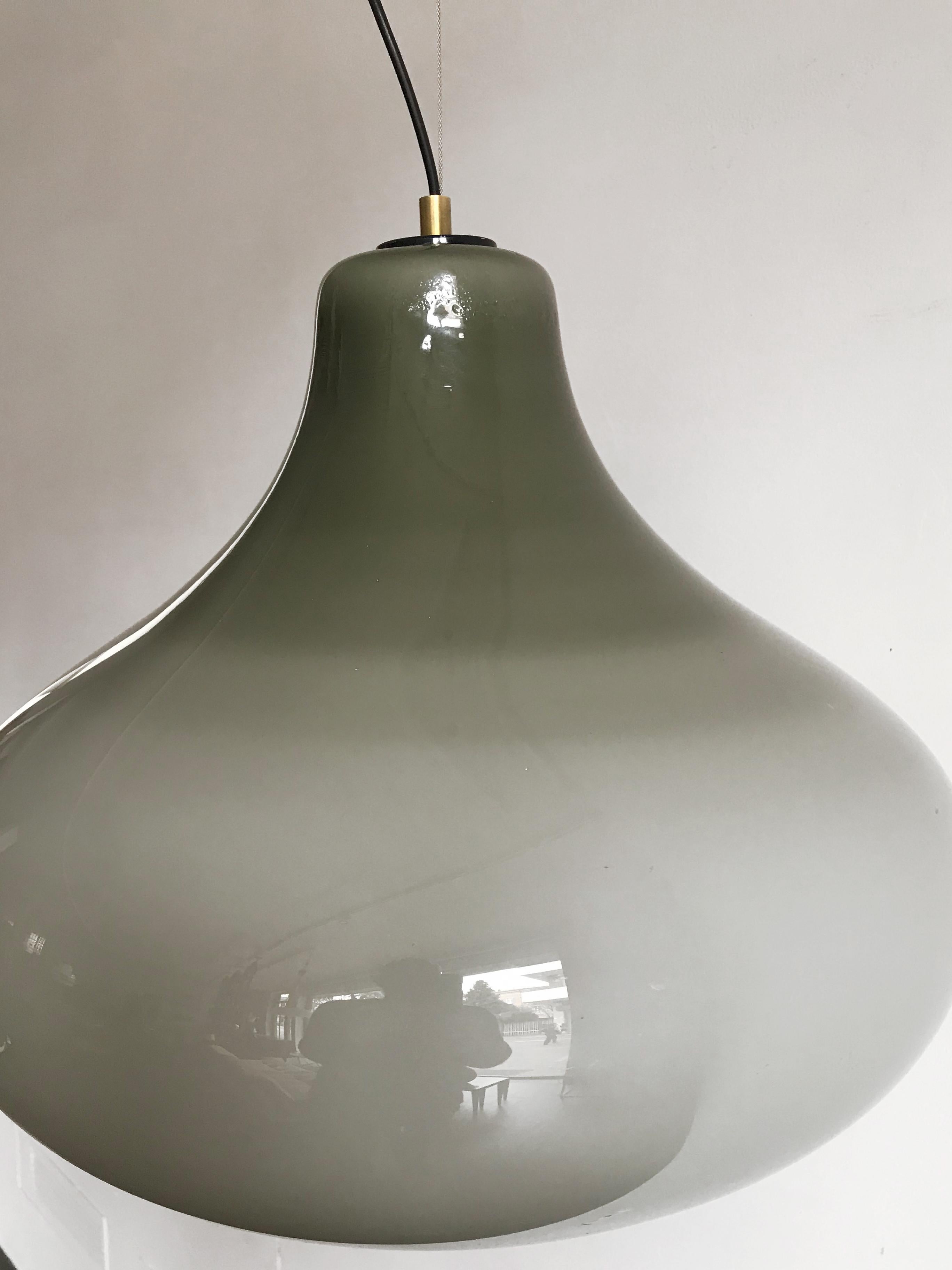 Massimo Vignelli Italian Midcentury Glass Pendant Lamp for Venini Murano, 1950s 1