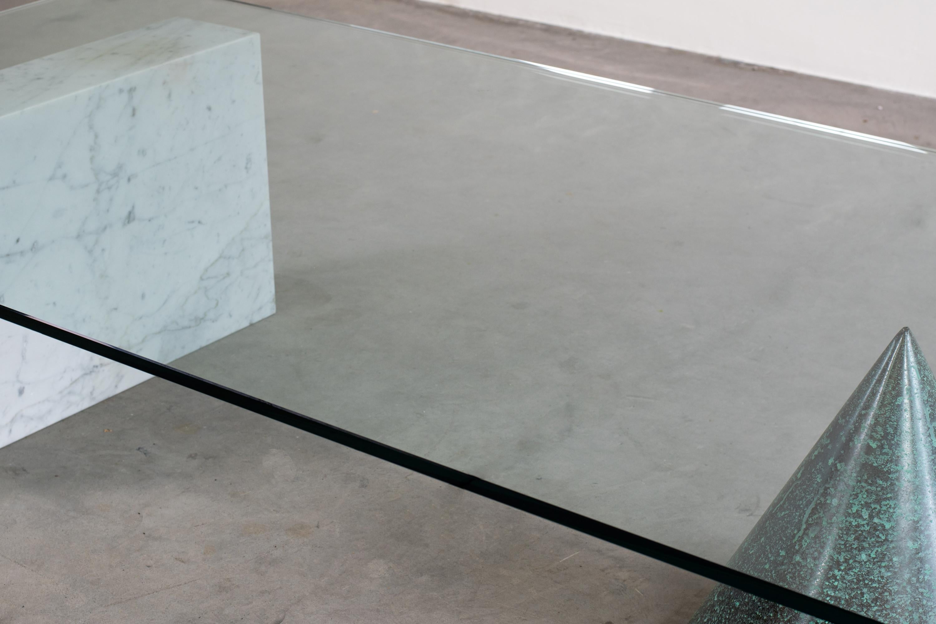 Late 20th Century Massimo Vignelli Kono Table in Carrara Marble and Copper Casigliani, 1979