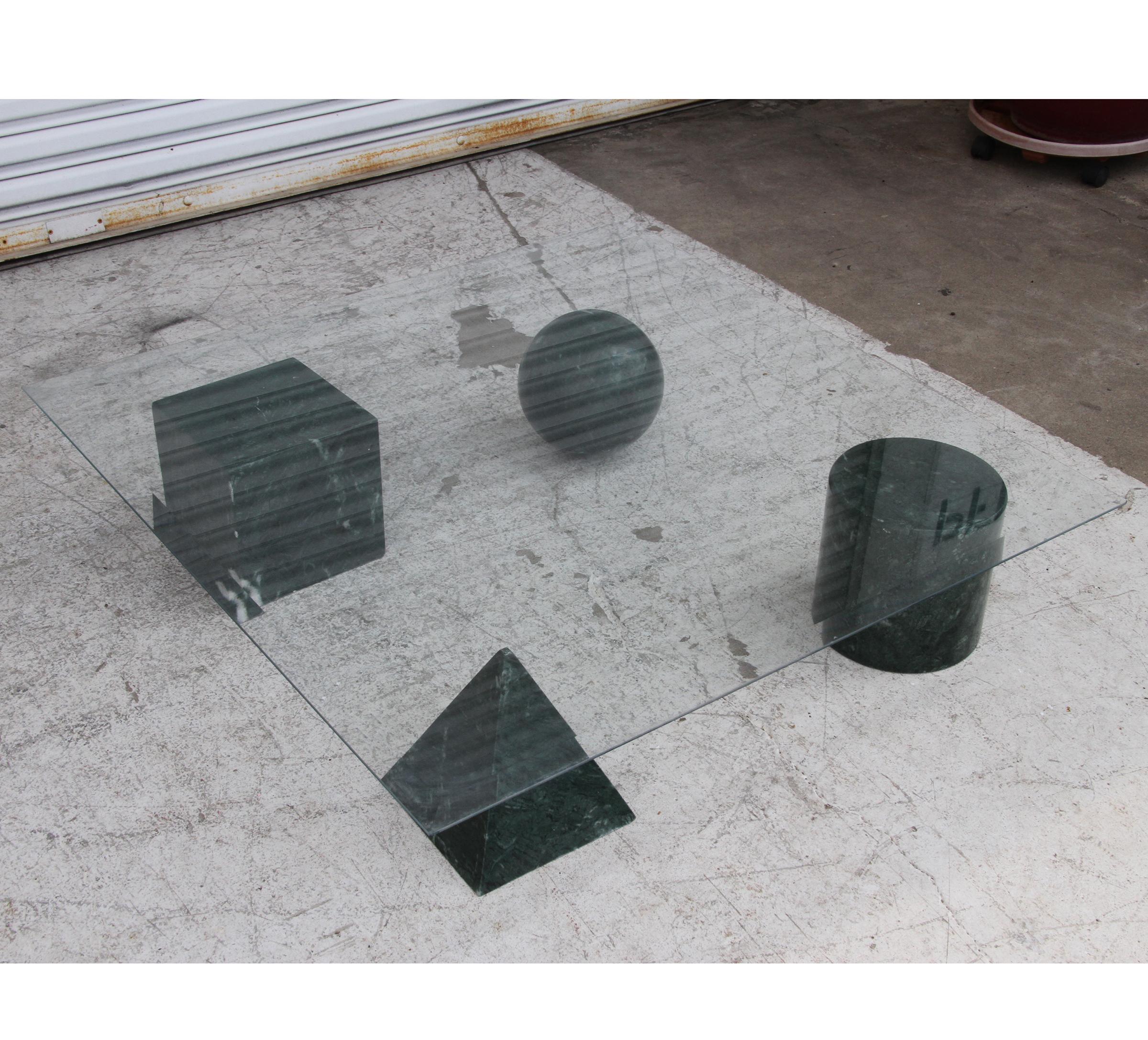 Massimo and Lella Vignelli  Metafora Marble and Glass Coffee Table For Sale 3