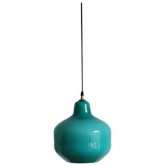 Massimo Vignelli Mid-Century Green Pendant Italian Glass Lamp for Venini, 1950s