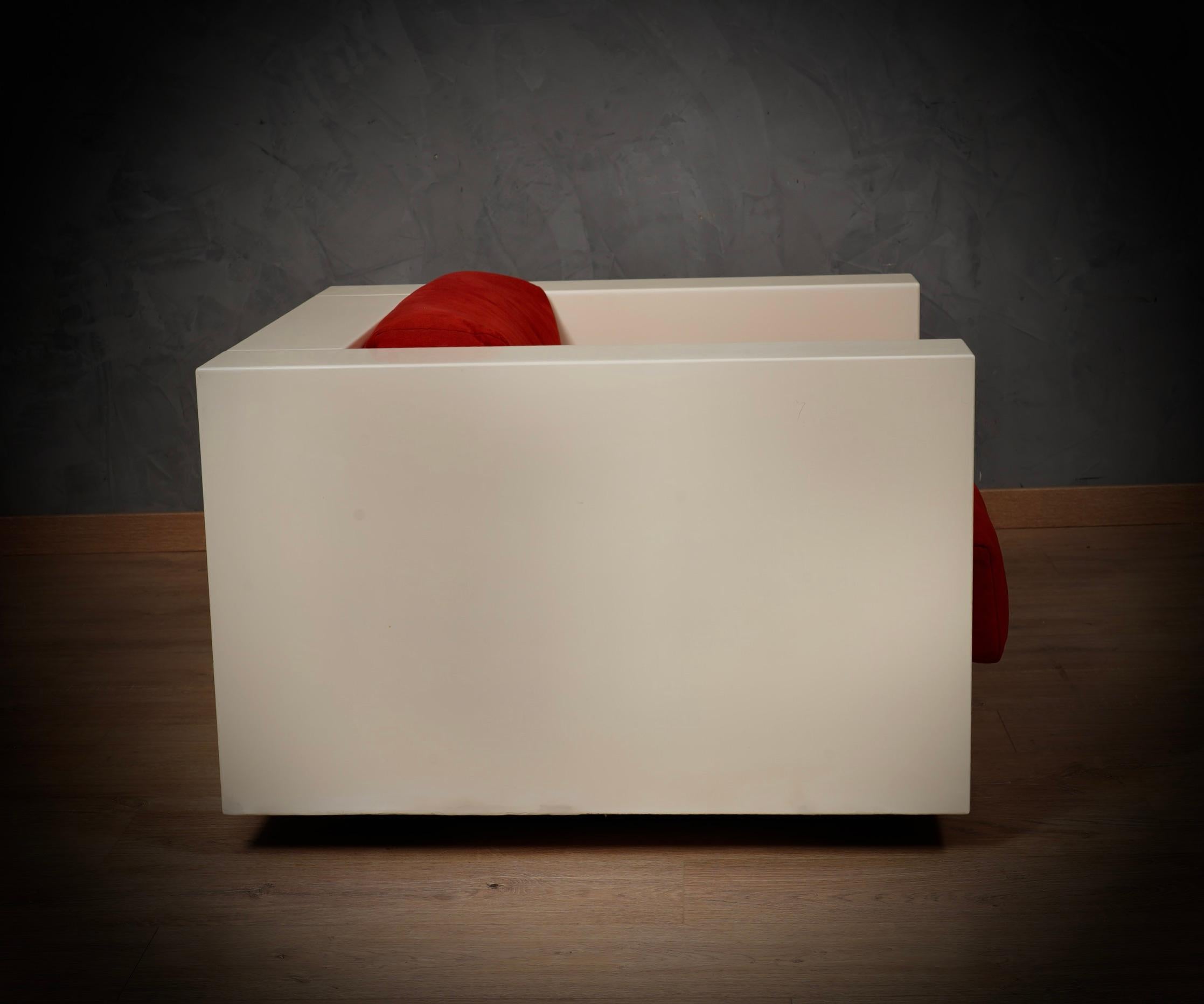 MASSIMO VIGNELLI Mod. Sillón / sillón de brazos Saratoga blanco y rojo, 1964 Italiano en venta