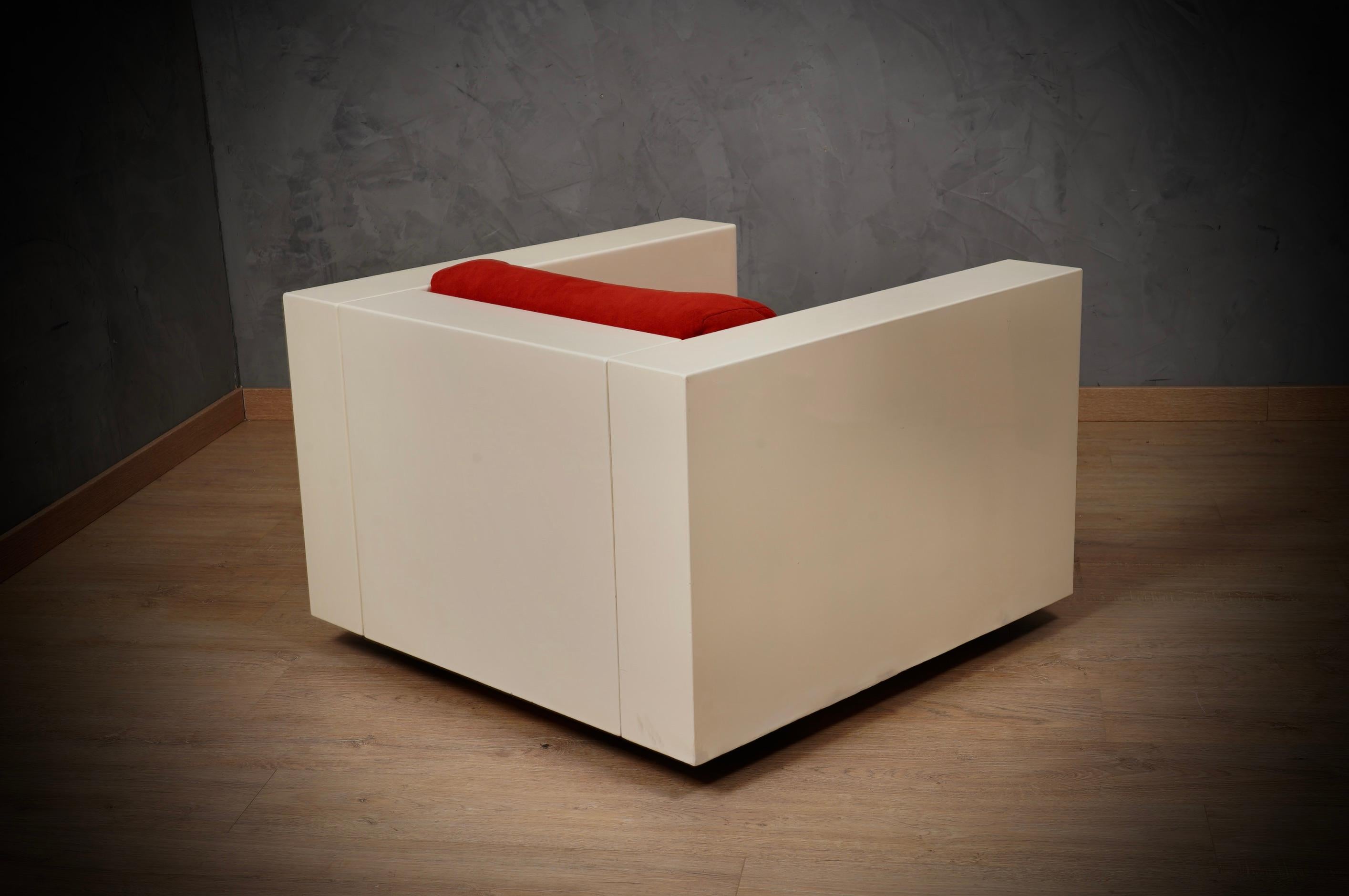 MASSIMO VIGNELLI Mod. Sillón / sillón de brazos Saratoga blanco y rojo, 1964 Lacado en venta