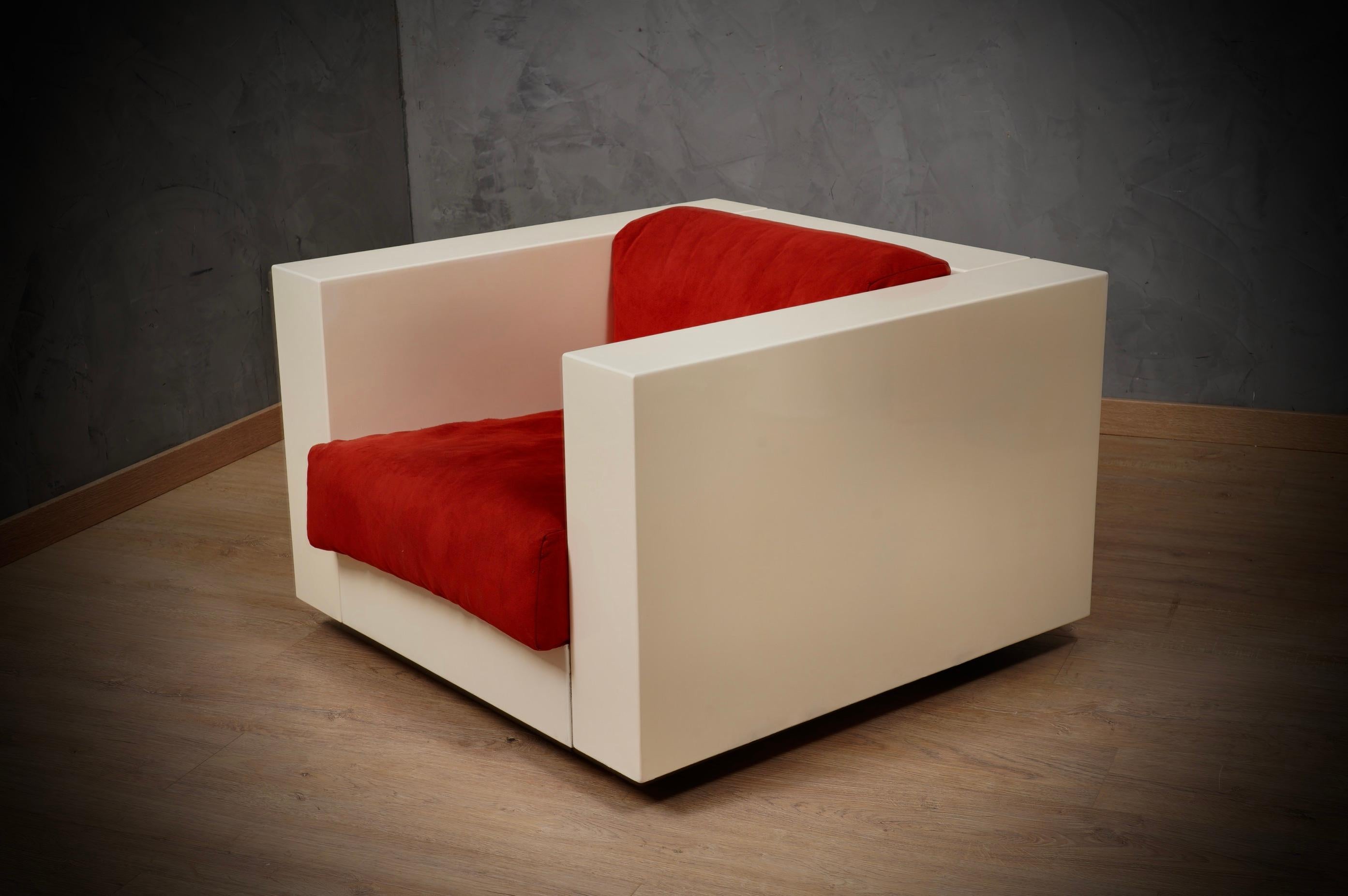 MASSIMO VIGNELLI Mod. Sillón / sillón de brazos Saratoga blanco y rojo, 1964 en Bueno estado para la venta en Rome, IT