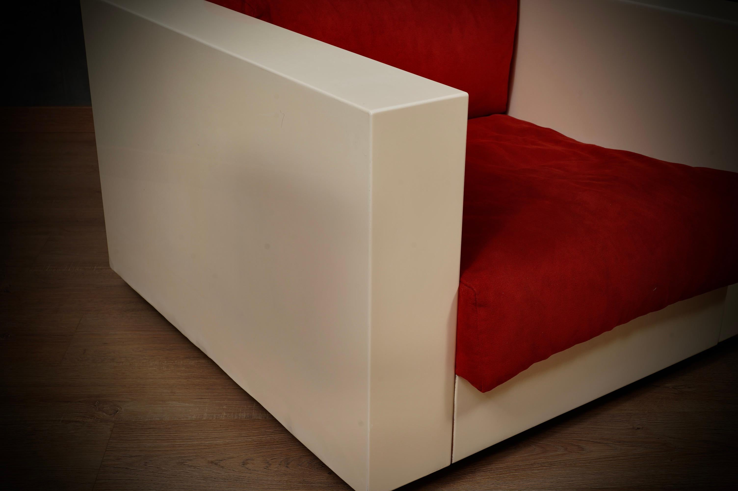 MASSIMO VIGNELLI Mod. Sillón / sillón de brazos Saratoga blanco y rojo, 1964 mediados del siglo XX en venta
