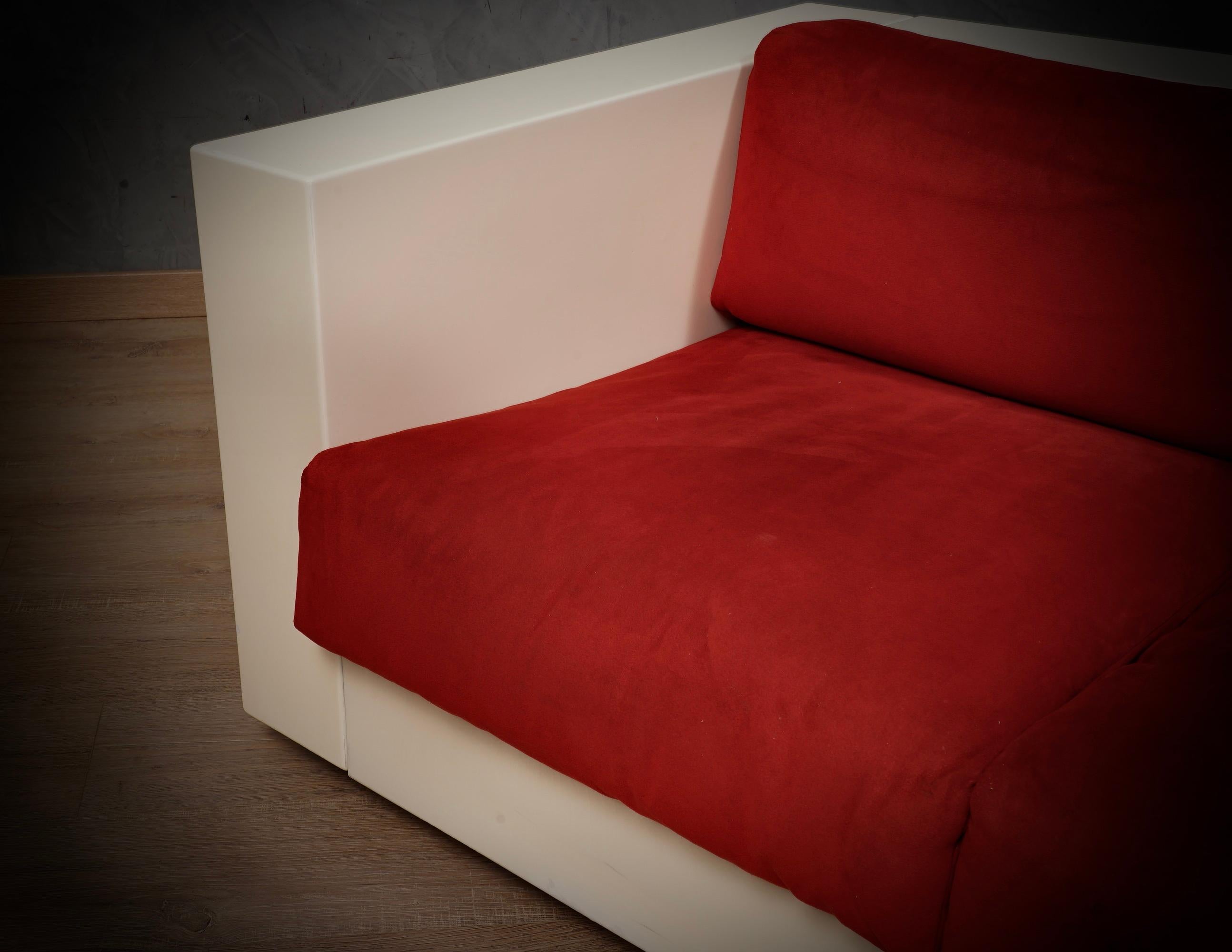 MASSIMO VIGNELLI Mod. Sofá Saratoga blanco y rojo, 1964 en venta 2