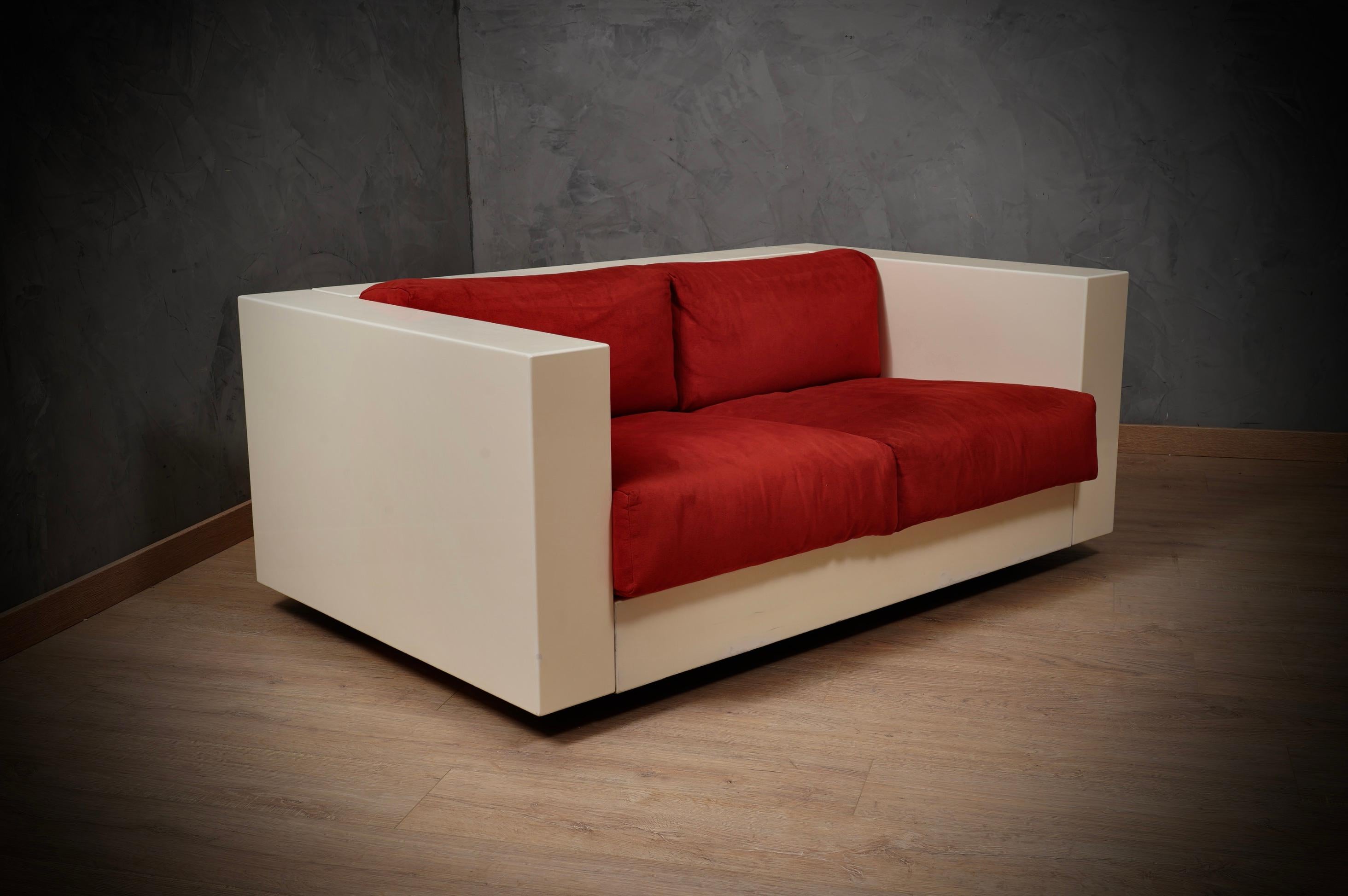 MASSIMO VIGNELLI Mod. Sofá Saratoga blanco y rojo, 1964 en venta 3