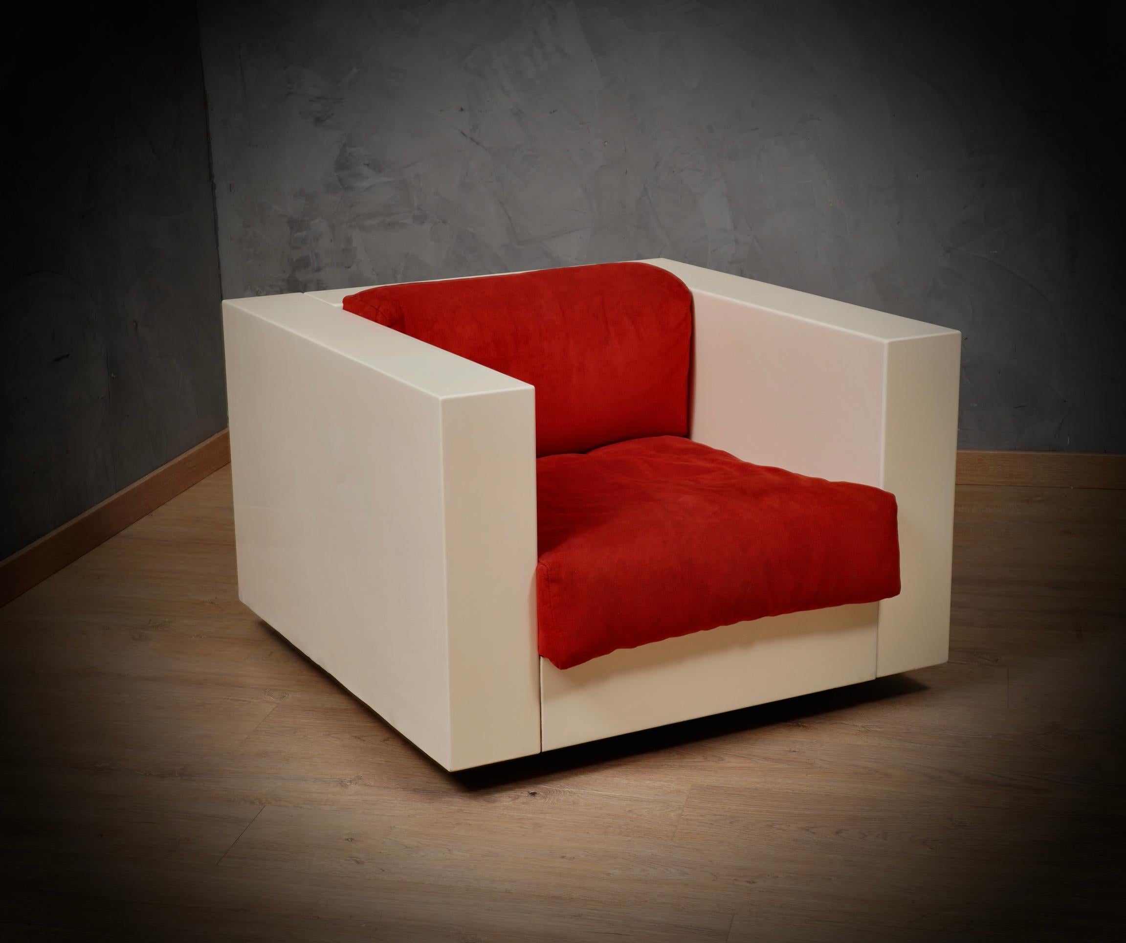 MASSIMO VIGNELLI Mod. Sofá Saratoga blanco y rojo, 1964 en venta 4